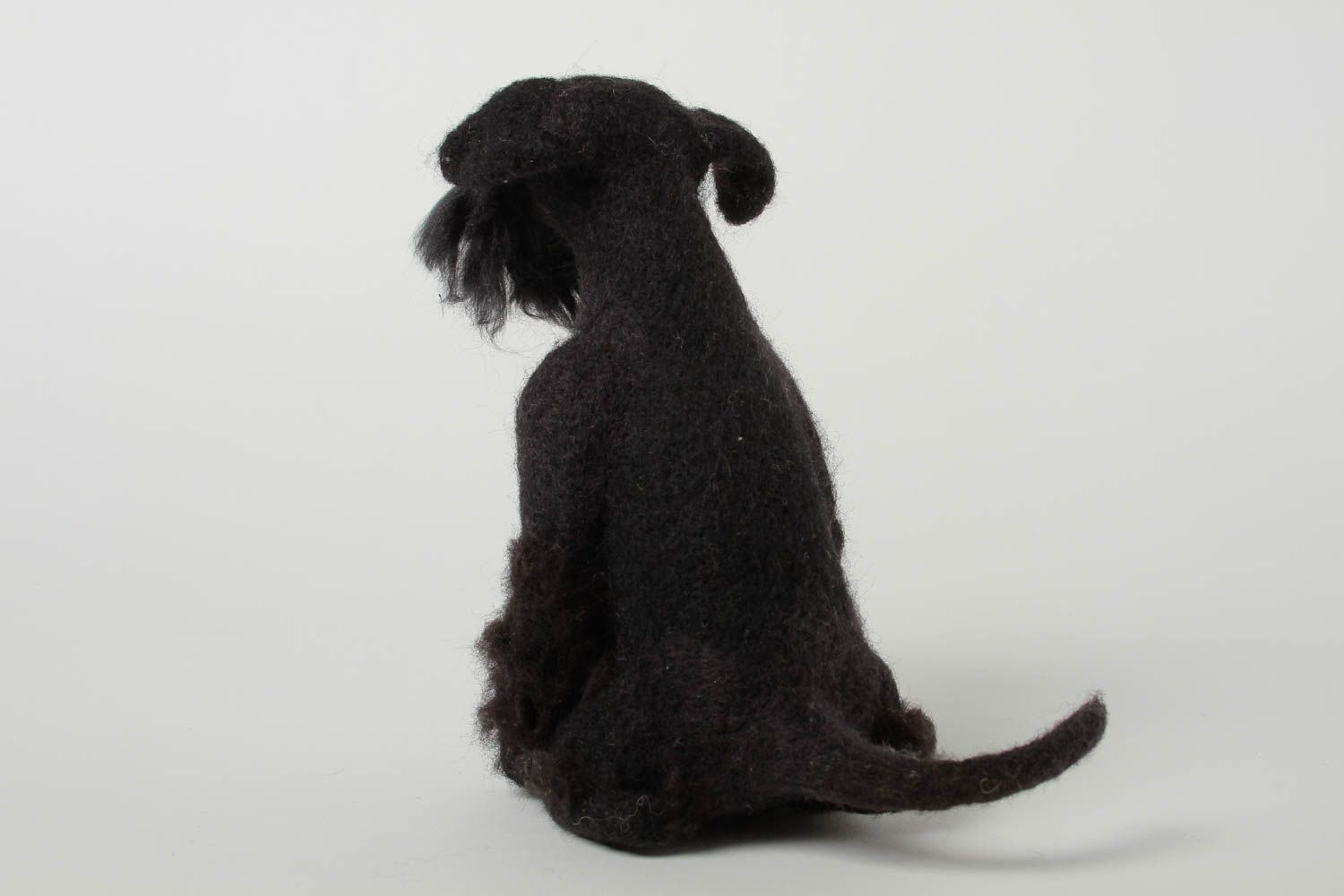 Валяная игрушка ручной работы декор для дома игрушка из шерсти Собака черная фото 4