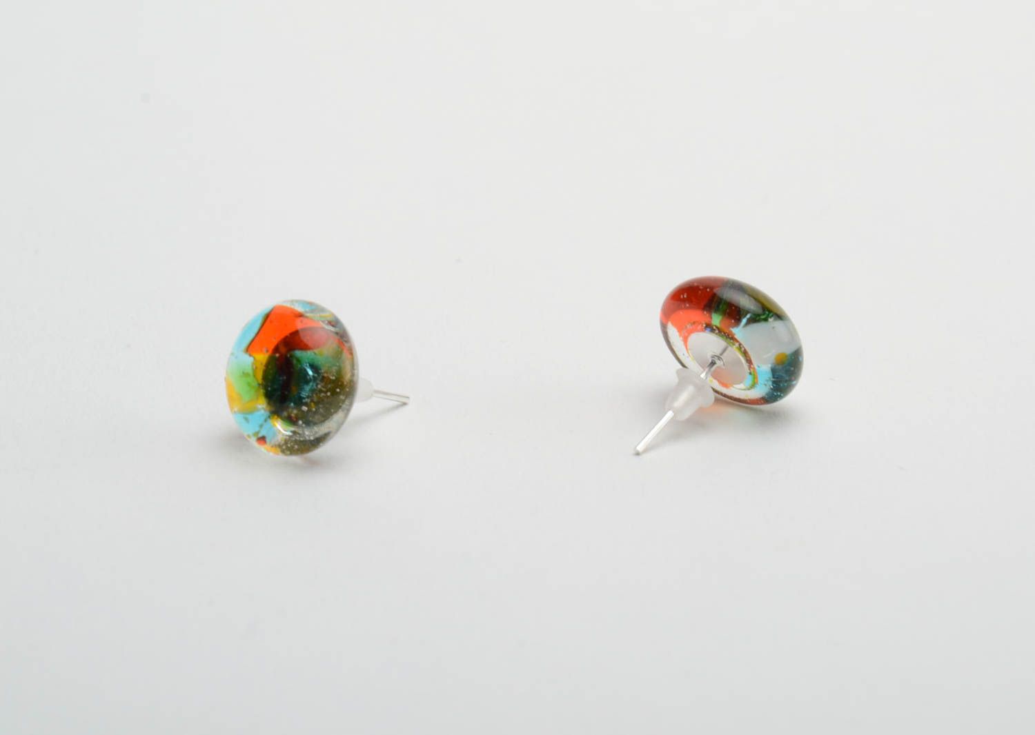 Handmade earrings made of fusing glass designer beautiful stylish accessory photo 3