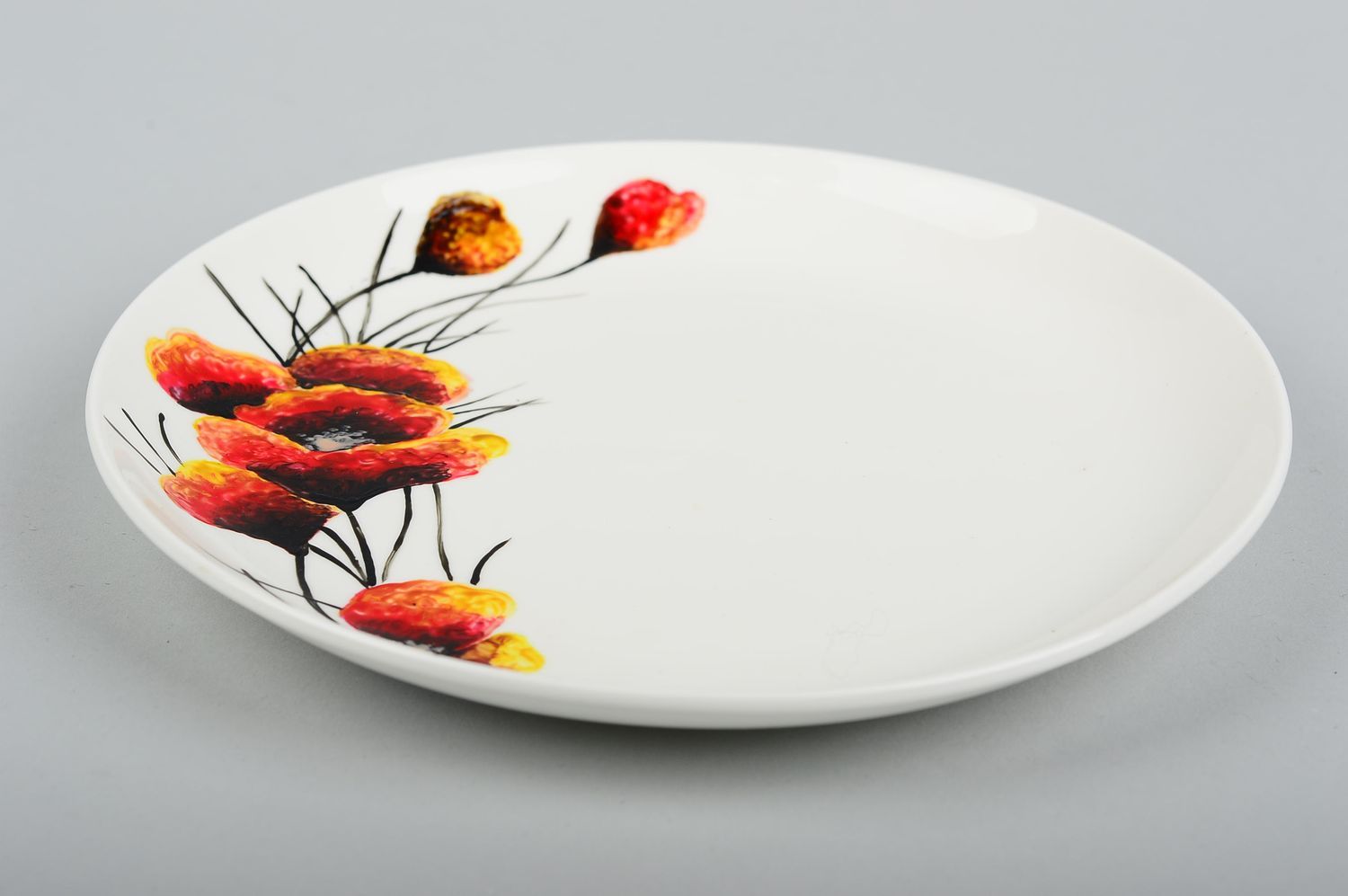Assiette décorative Déco fait main avec fleurs de pavot peintes Vaisselle déco photo 3