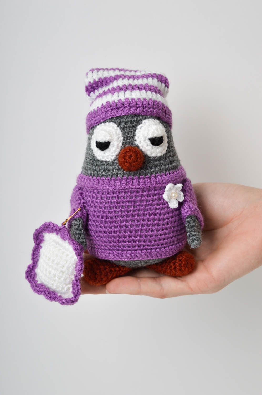 Handmade owl soft toy crocheted soft toy cute baby toy toy for kids design toy   photo 5
