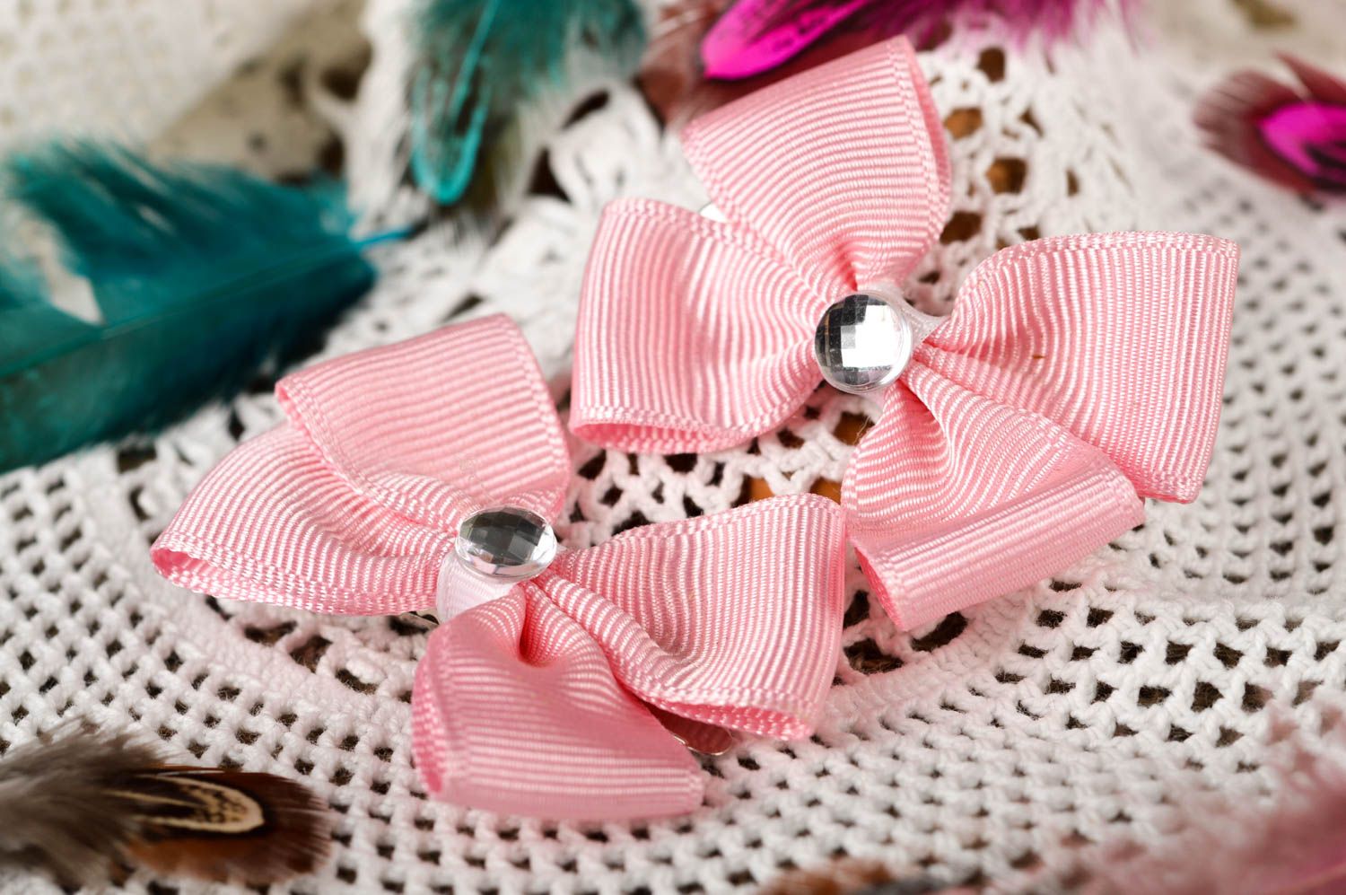 Adornos para el pelo rosados accesorios de moda hechos a mano regalos originales foto 1
