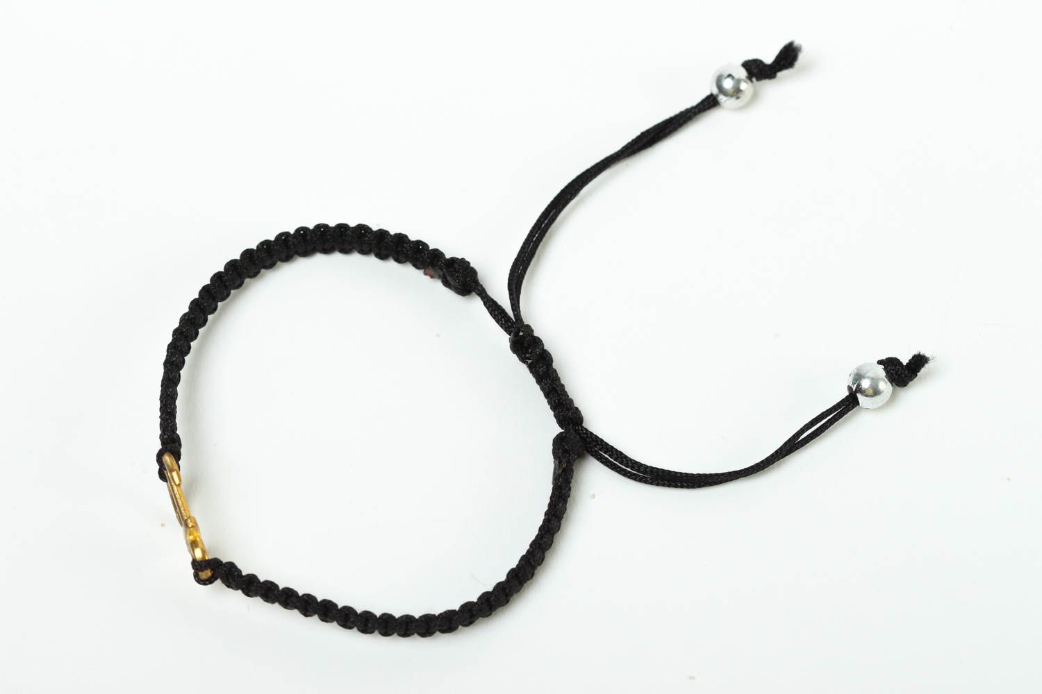 Bracelet textile Bijou fait main noir avec ancre Accessoire femme original photo 2