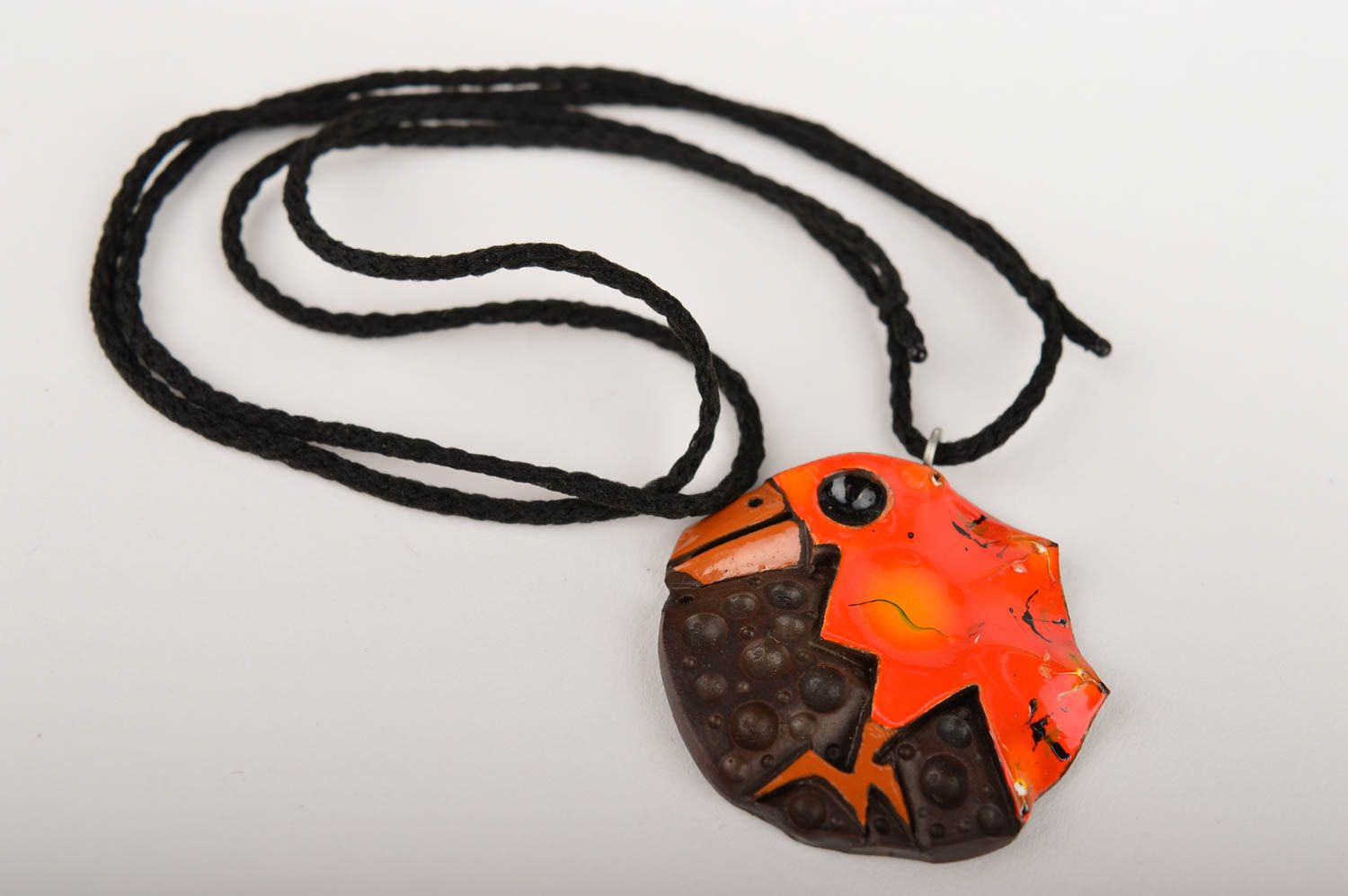 Handmade pendant unusual accessory designer jewelry clay pendant for girls photo 3
