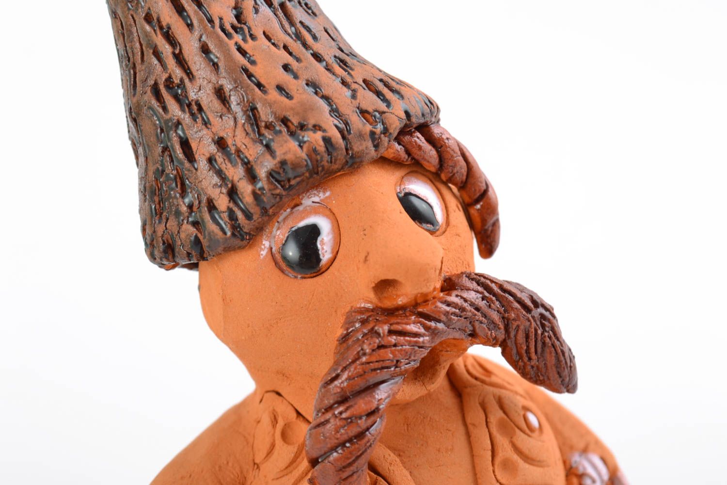Statuetta cosacco in argilla fatta a mano figurina decorativa in ceramica 
 foto 3