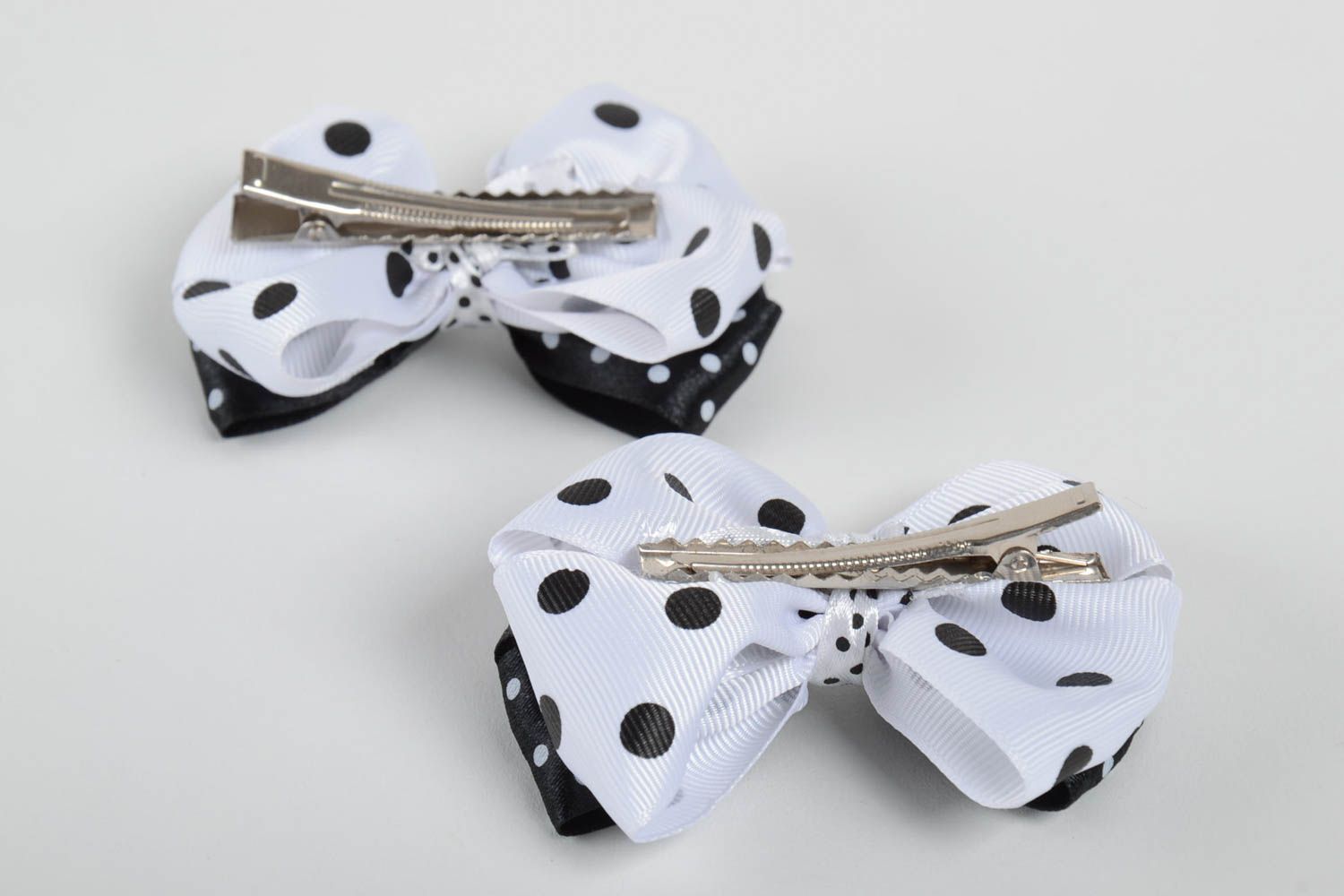 Set of 2 handmade ribbon bow hair clips designer barrettes hair clip gift ideas photo 3