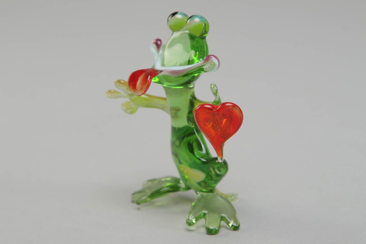 Miniature lampwork glass statuette Frog photo 2