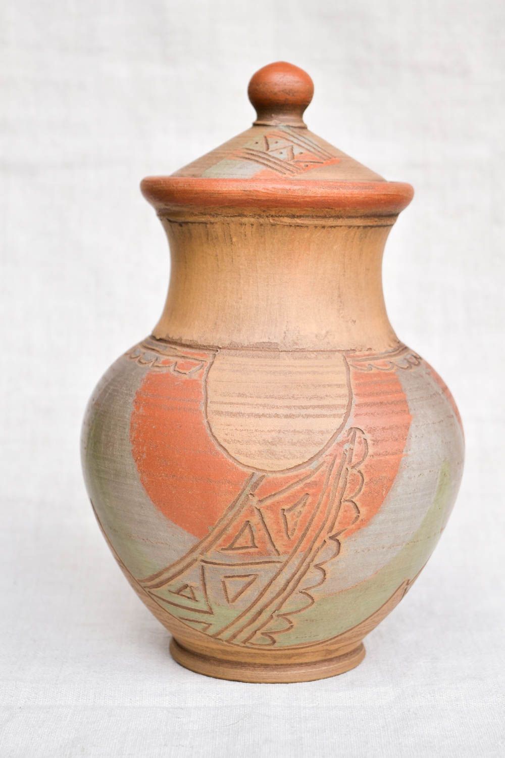 Jarro de cerámica hecho a mano vasija de arcilla accesorio de cocina pintado foto 4