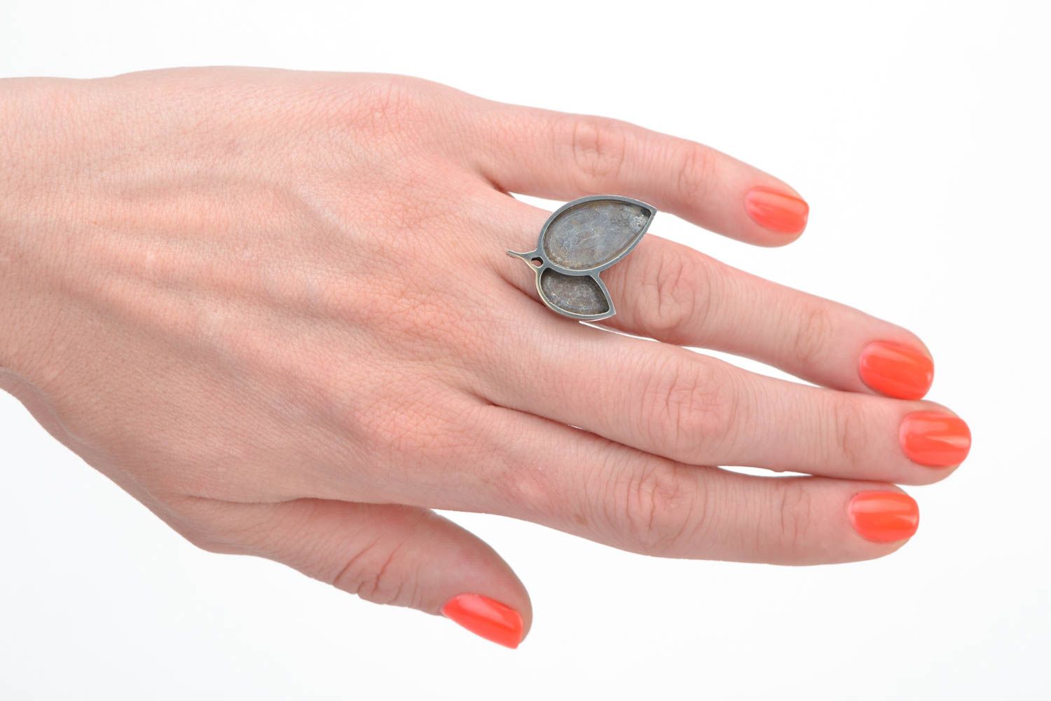 Schmuck Ring Rohling aus Metall in Form von Blättern mit einstellbarer Größe foto 5