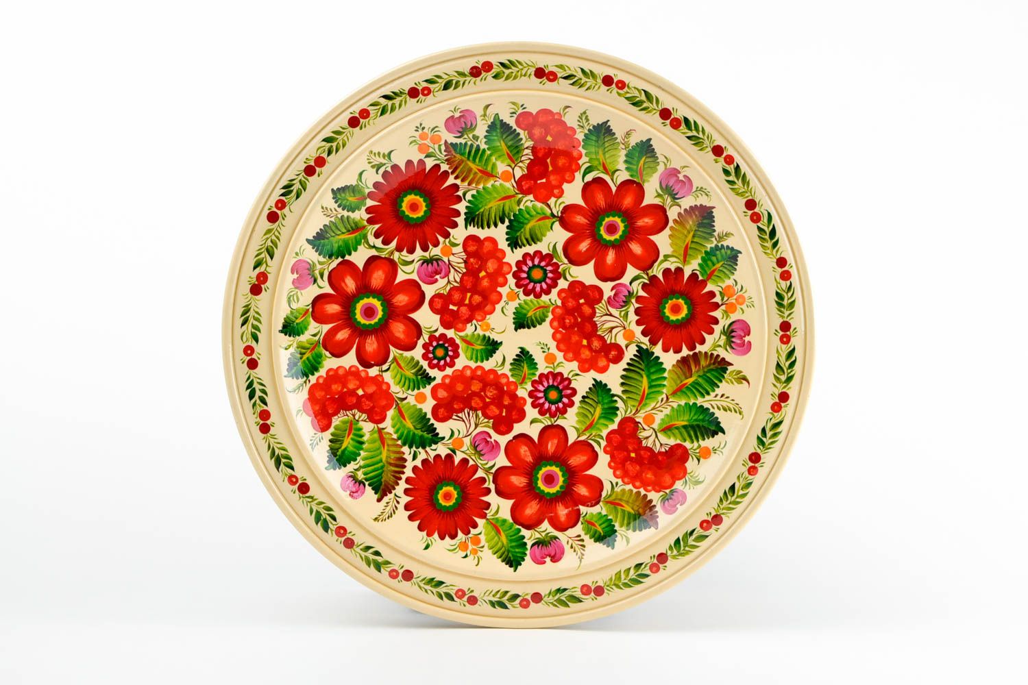 Handmade wooden beautiful plate unusual painted plate stylish decor element photo 4