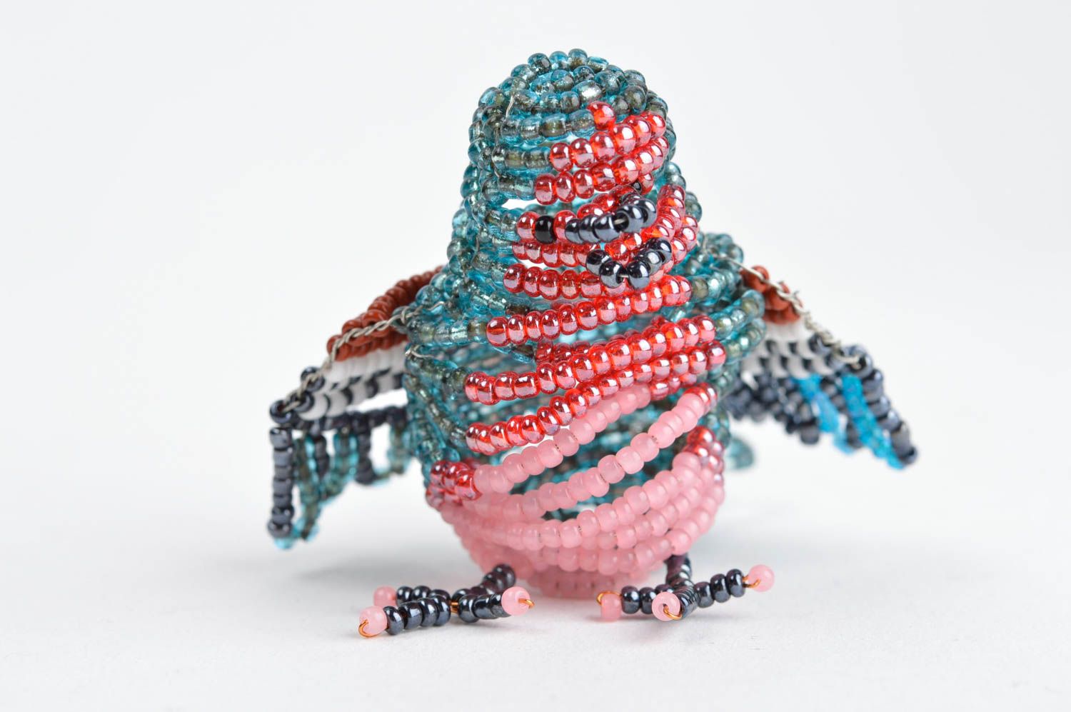 Vogel Figur handmade Deko Haus Dekoration originelles Geschenk aus Rocailles foto 3