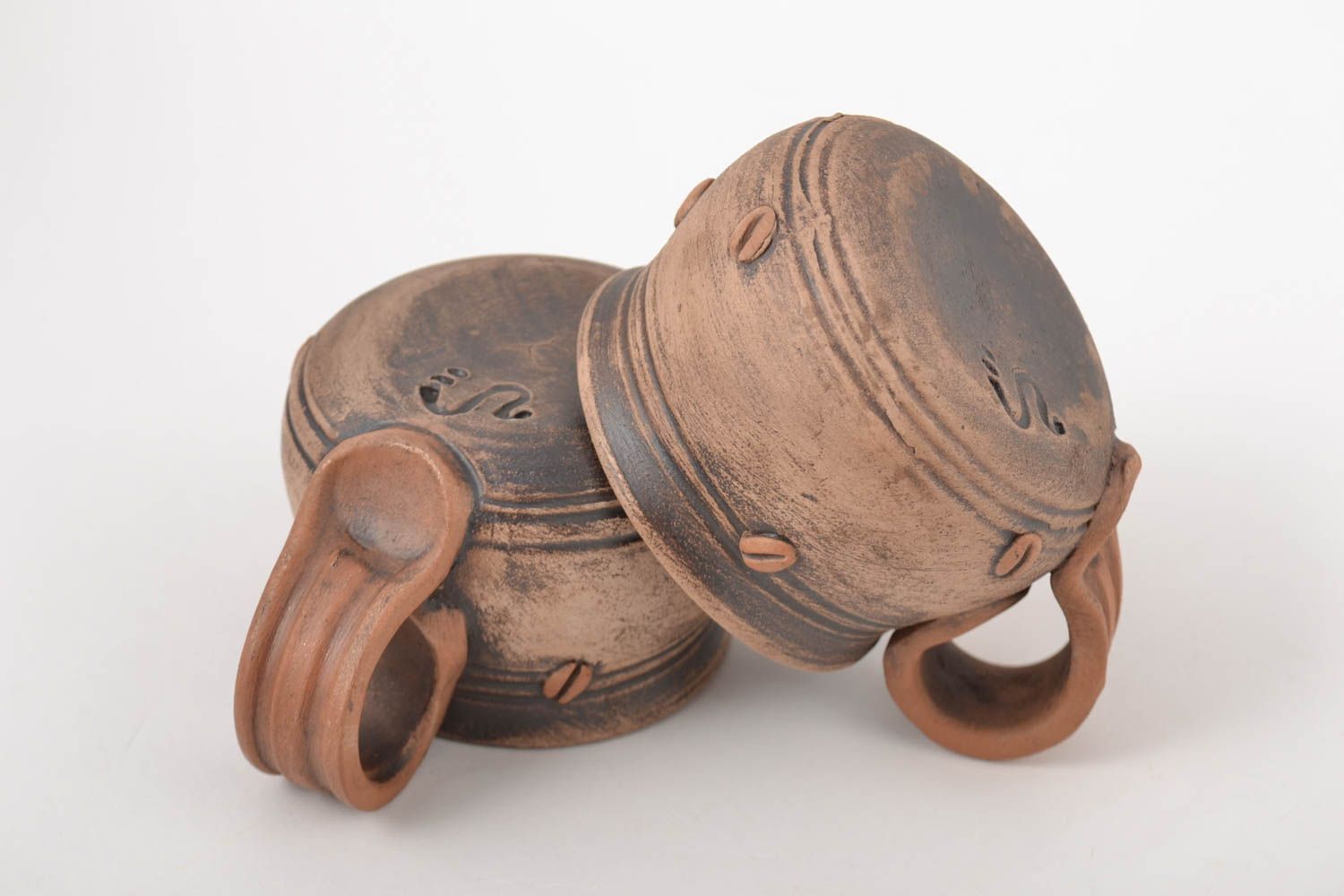 Tazas artesanales de arcilla para té menaje de cocina regalo original 2 piezas foto 3