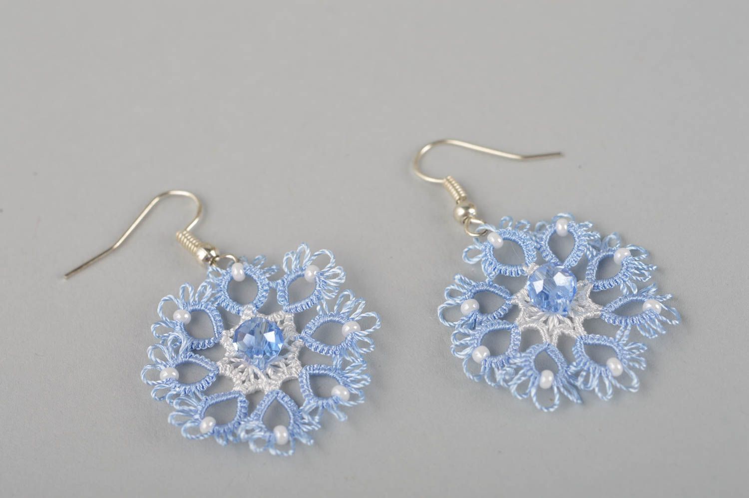 Unusual handmade textile earrings woven lace earrings beautiful jewellery photo 2