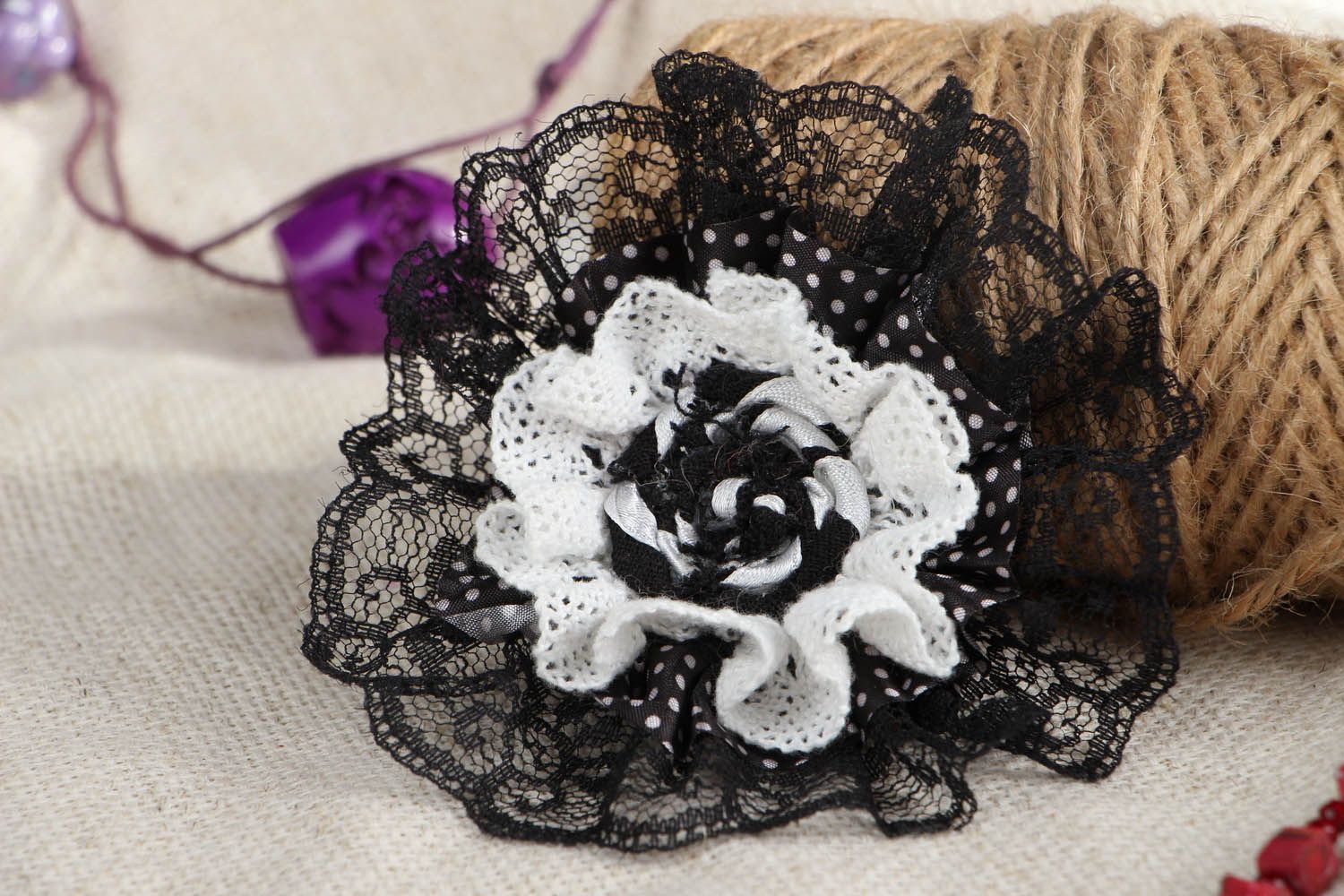 Black and white brooch-hairpin  photo 4