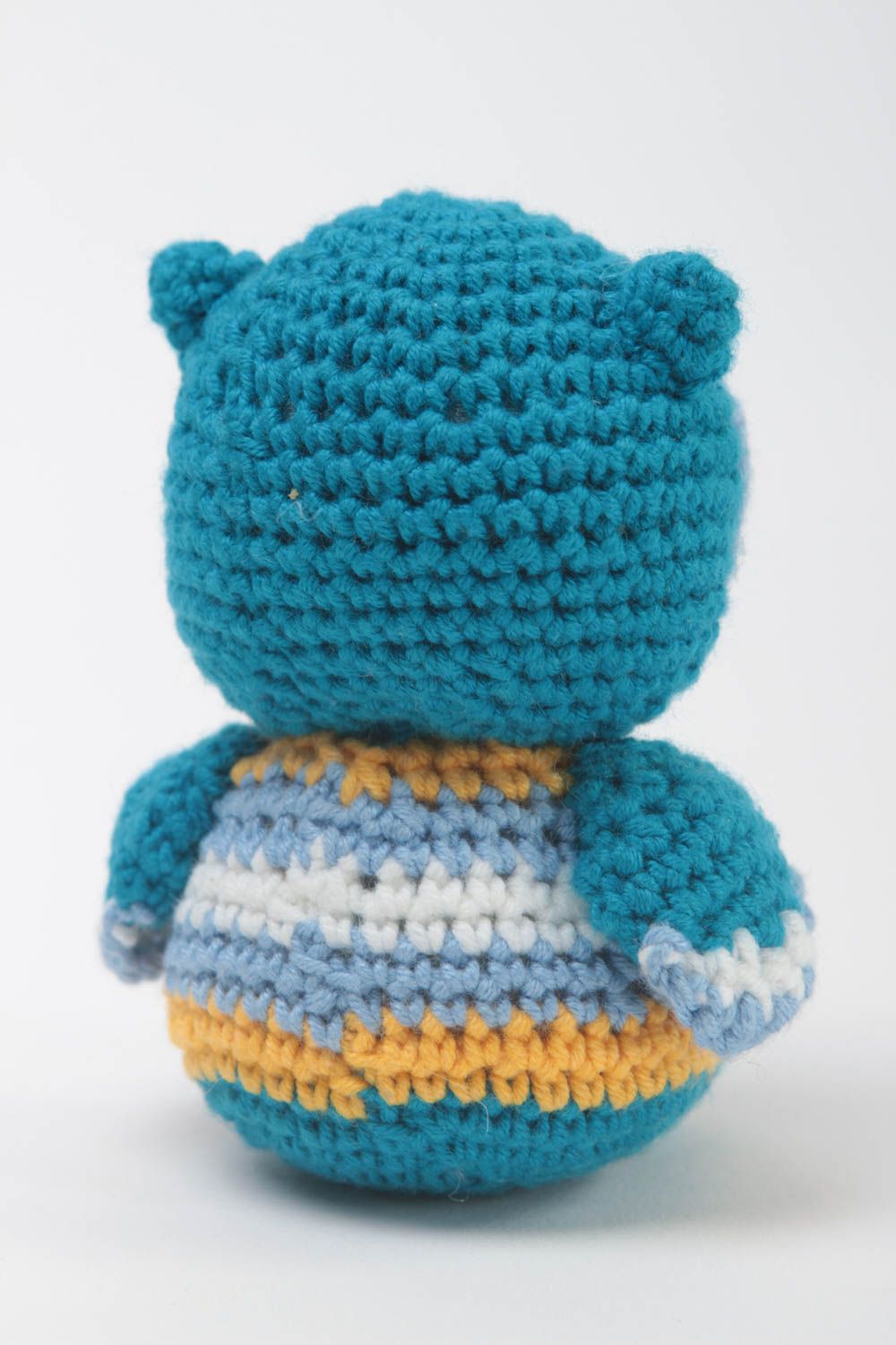 Jouet enfant Peluche tricotée fait main Cadeau original Chouette bleue sympa photo 4