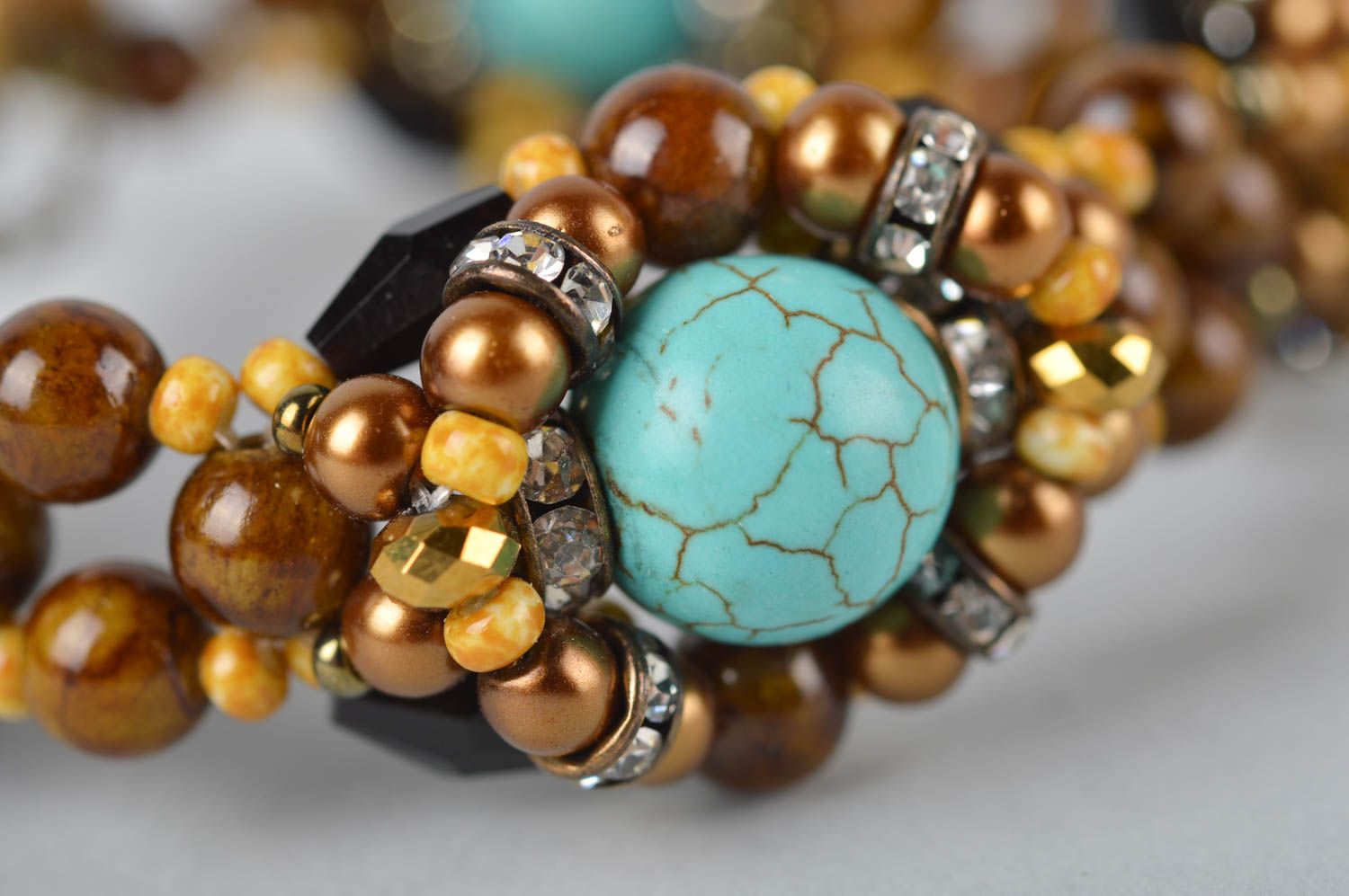 Bracelet perles rocaille Bijou fait main design turquoise Accessoire femme photo 5