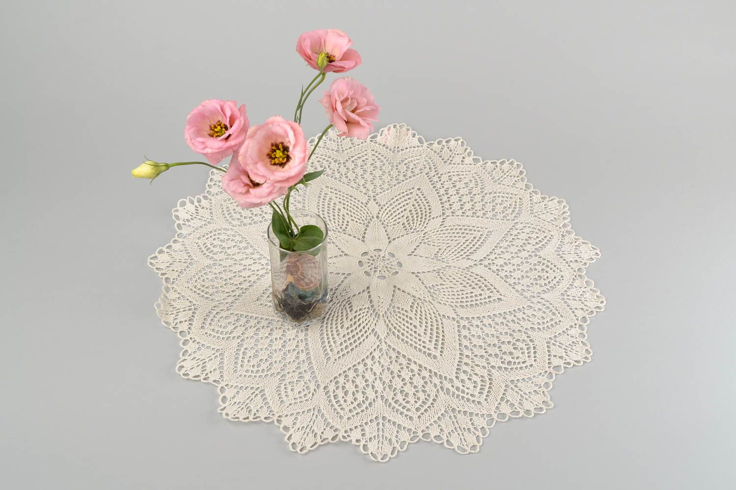 Round handmade napkin textile for home unusual table decor knitted napkin photo 1