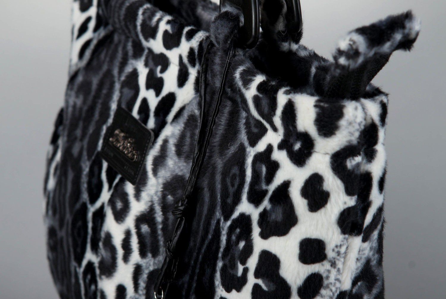 Fur bag with animal print, handmade photo 4