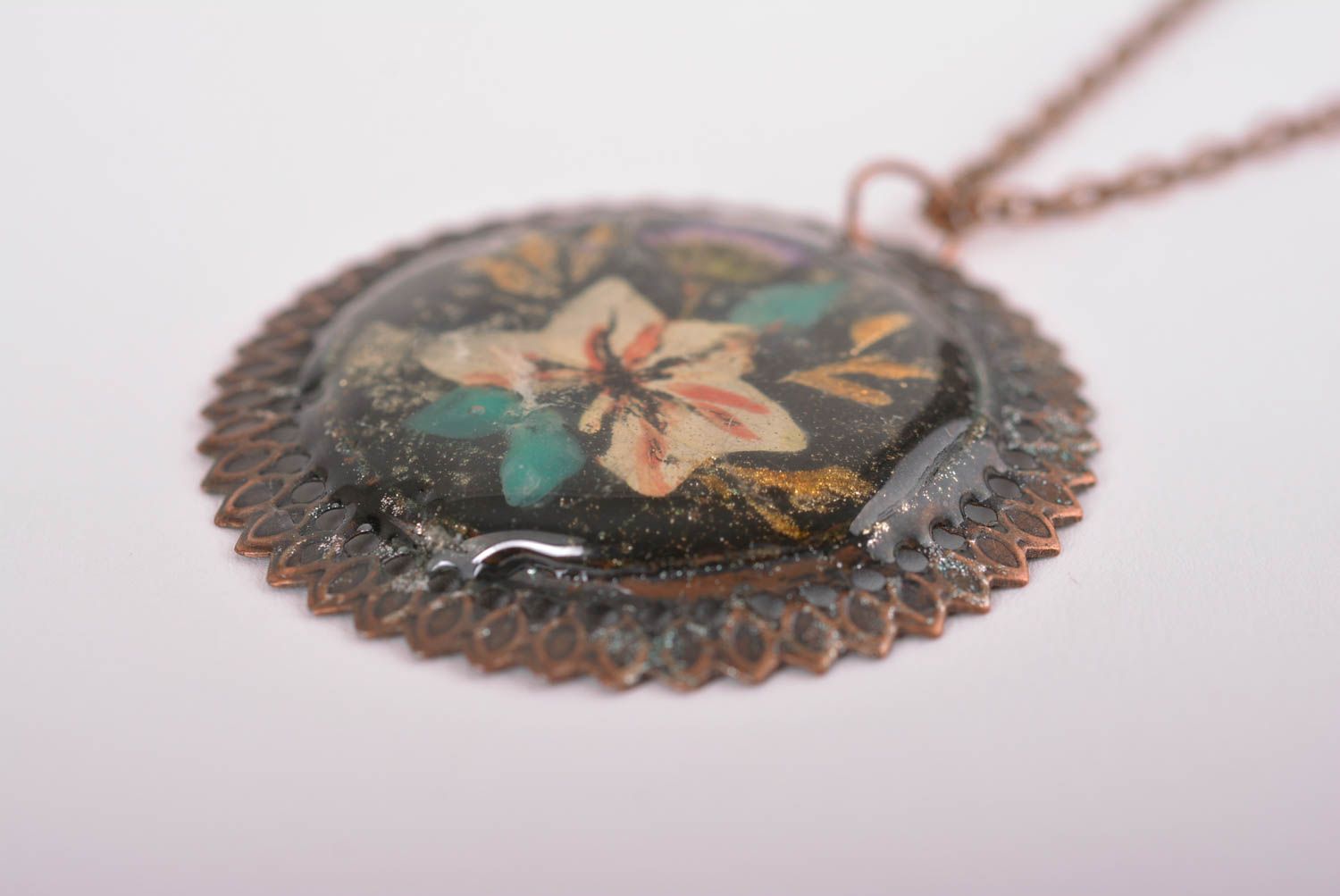 Vintage handmade flower pendant neck pendant with real flowers fashion trends photo 4