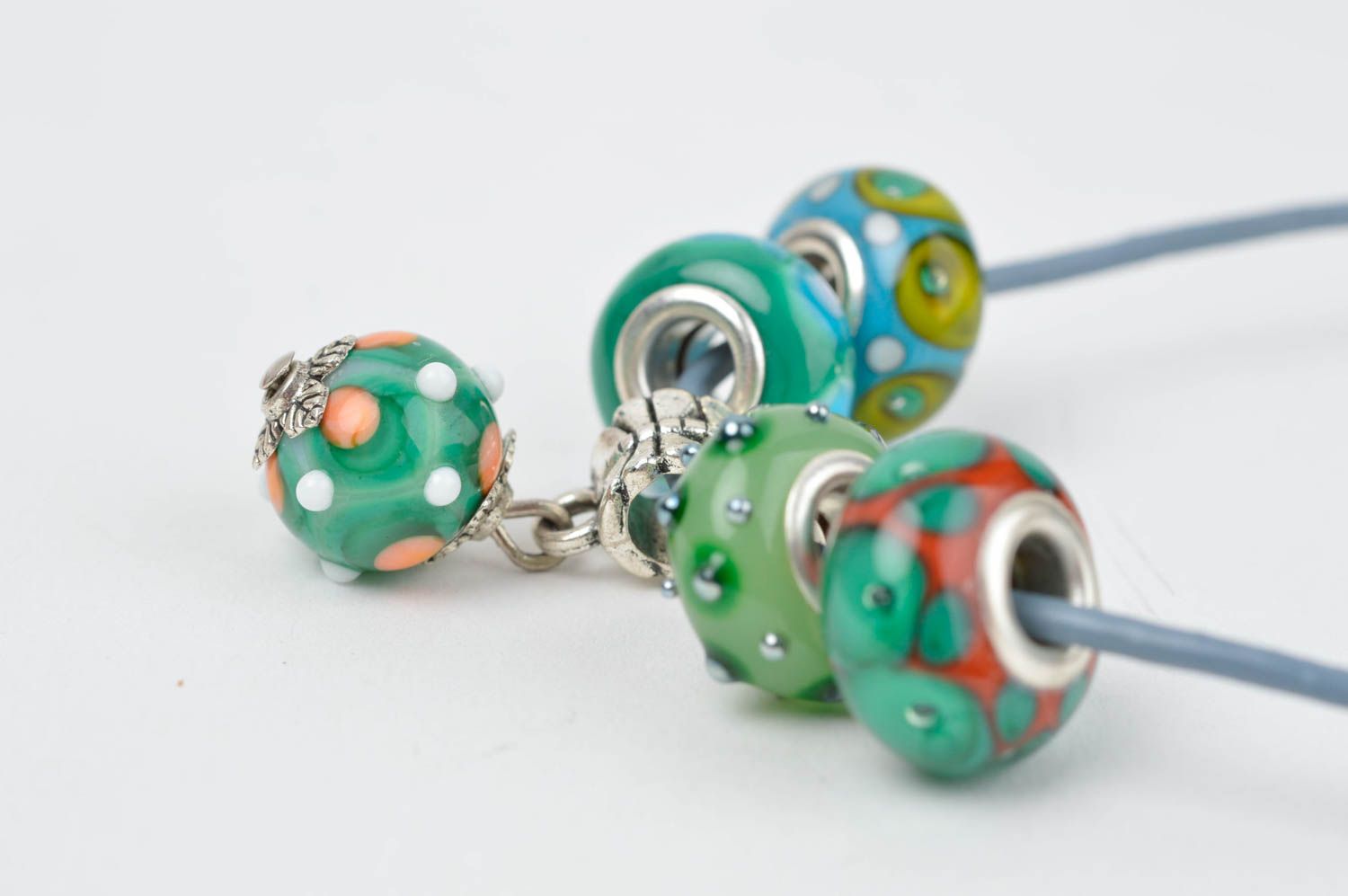 Handmade glass beaded necklace lampwork pendant beaded pendant glass beads photo 3