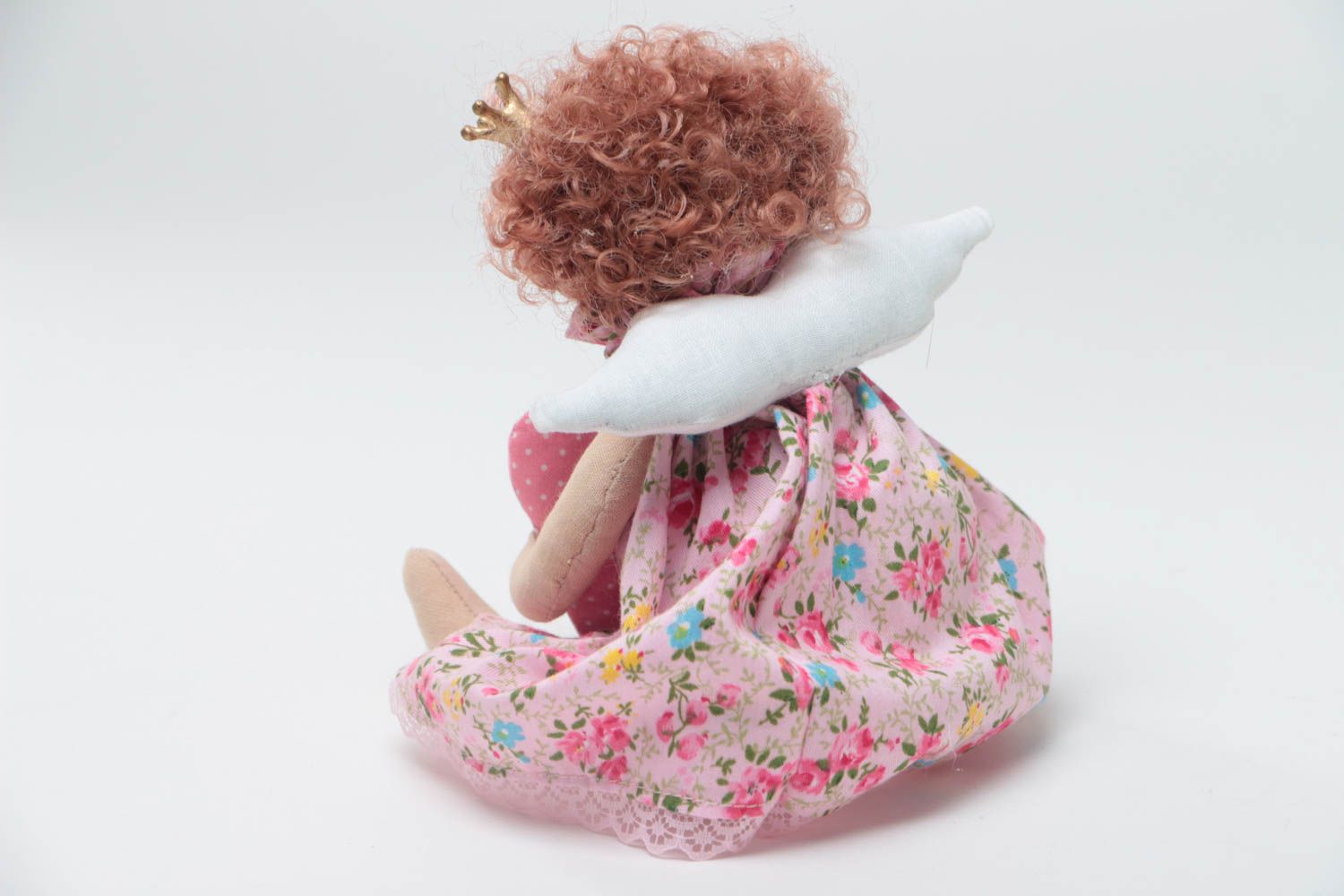 Коллекционная текстильная кукла ручной работы мягкая красивая для дома и детей фото 4