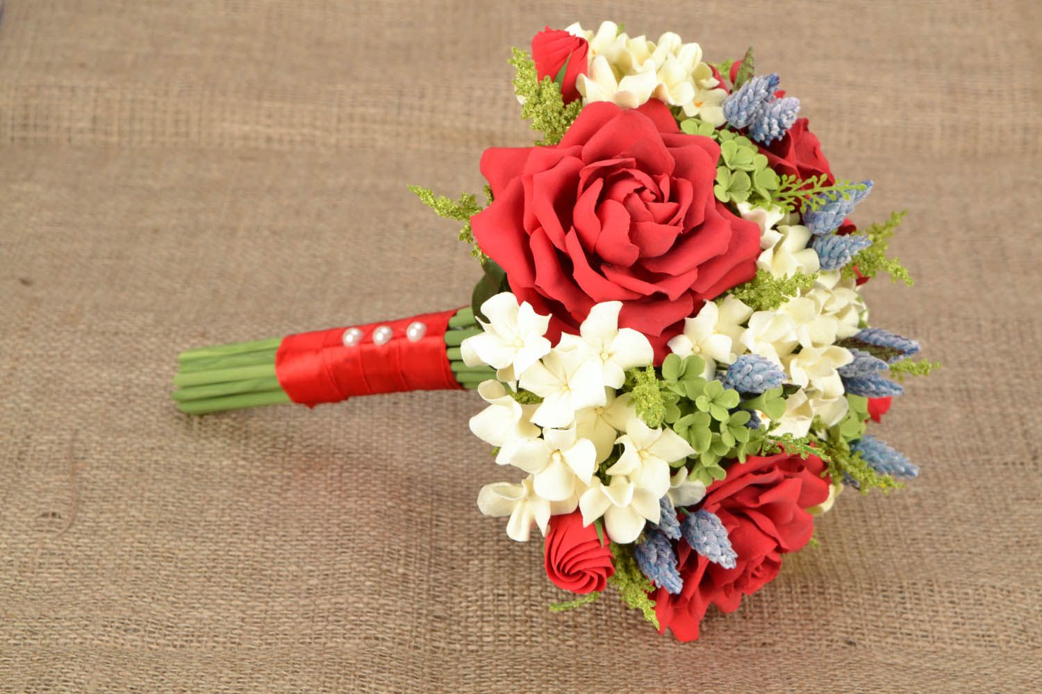 Bouquet en fleurs artificielles fait main photo 1