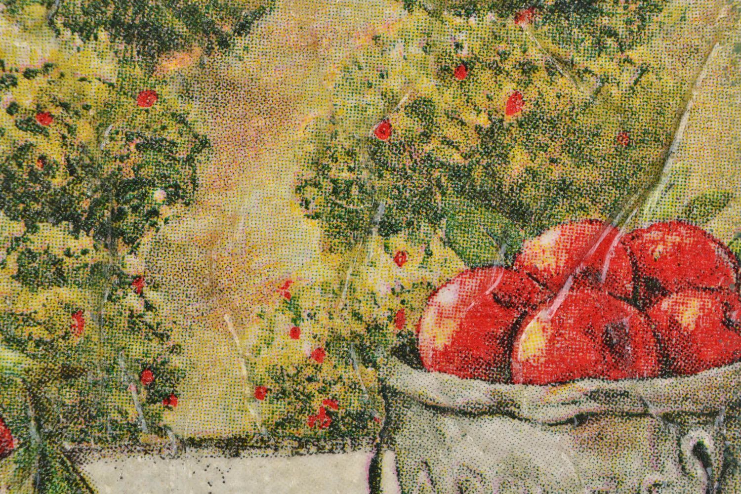 Tableau décoratif mural technique serviettage Pommes photo 4