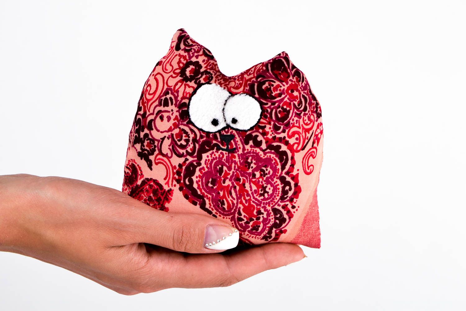 Peluche chat faite main Jouet enfant Cadeau original textile coton hollowfiber photo 2