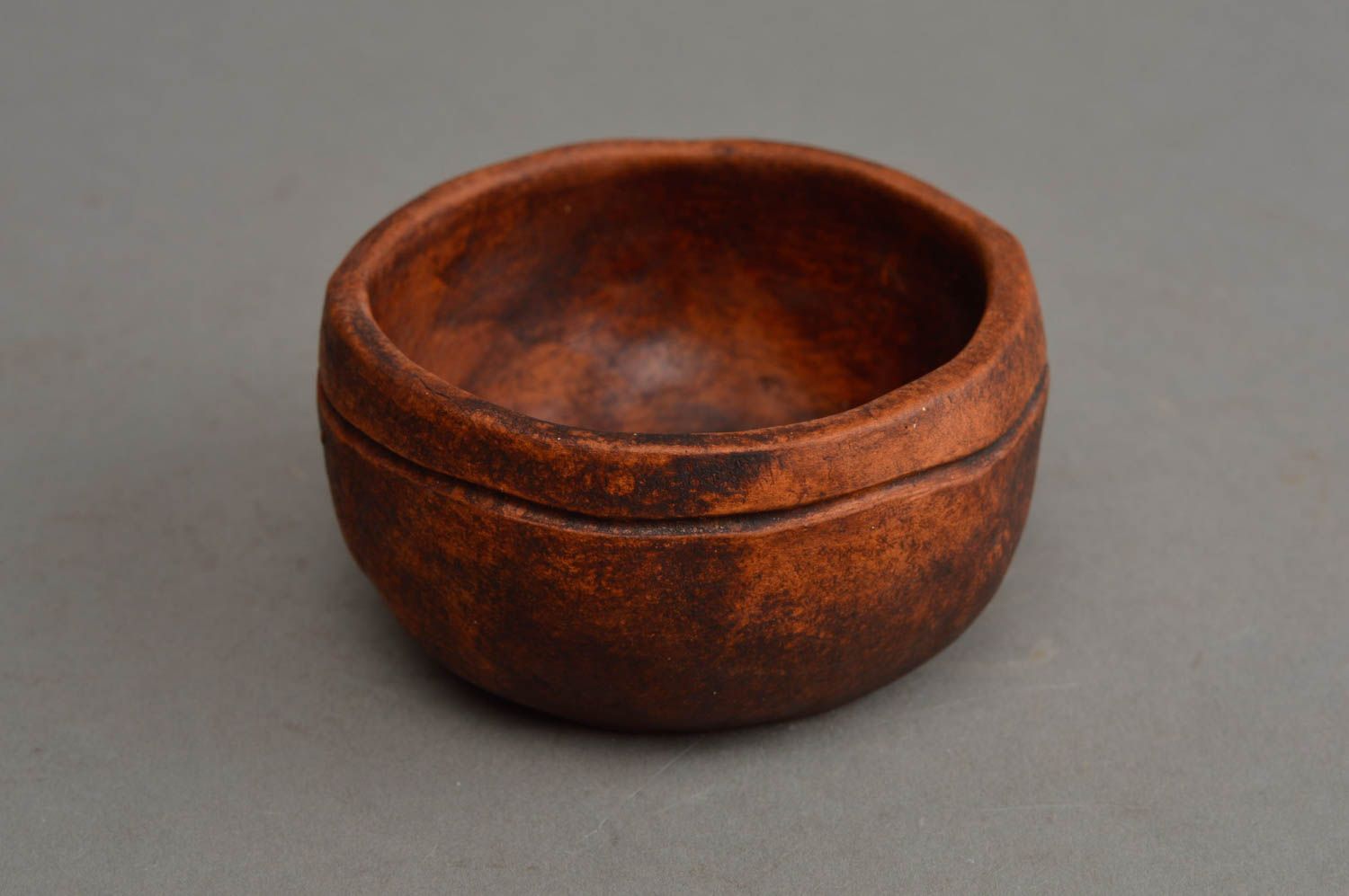 Petit bol en argile marron fait main vaisselle originale ethnique décorative photo 3