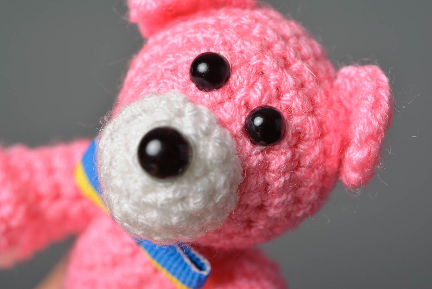 Jouet ours rose Peluche faite main tricotée au crochet petite Cadeau enfant photo 2