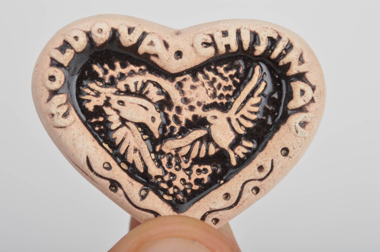 Herz Kühlschrankmagnet aus Keramik originell schön klein handmade öko foto 3