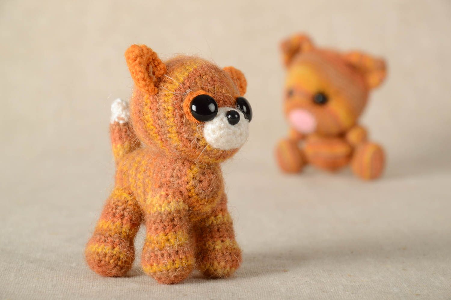 Crocheted small toy unusual soft textile toy cute doggie handmade toys photo 1
