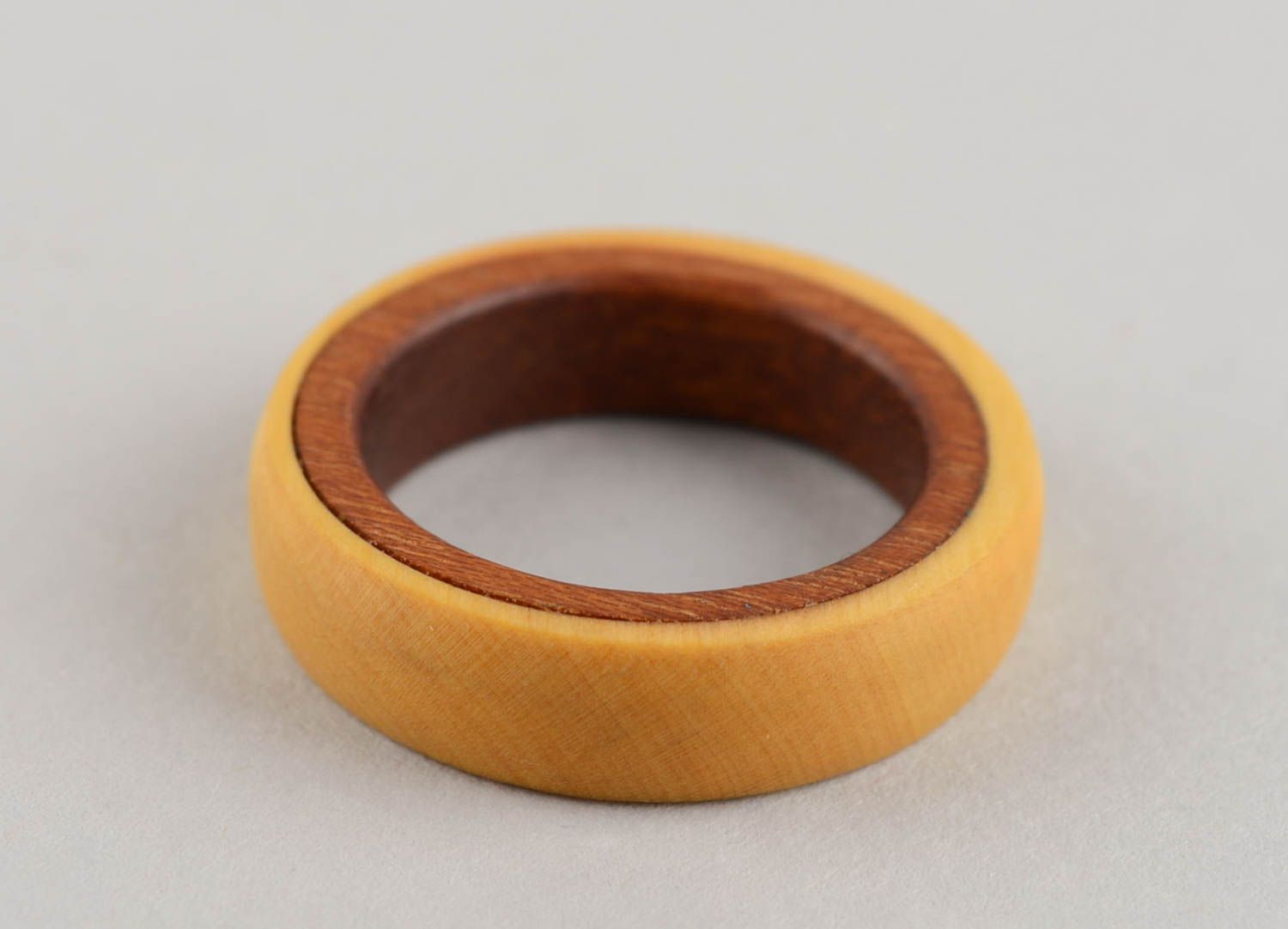 Handmade cute unique unusual wooden ring in eco style for men and women photo 2