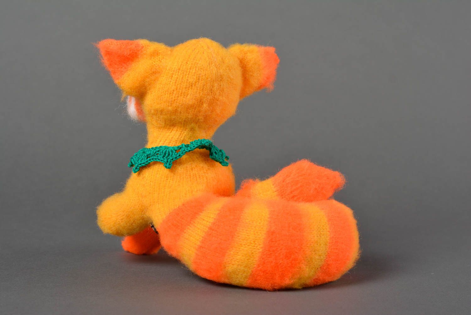 Peluche chat roux tricotée en laine faite main originale Jouet pour enfant photo 3