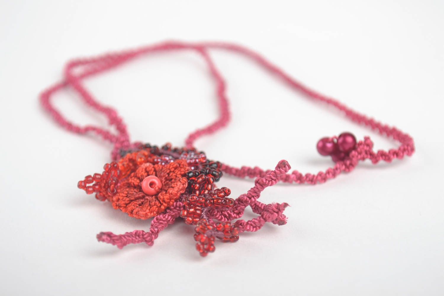 Handmade macrame woven necklace designer accessories present idea for girls photo 4