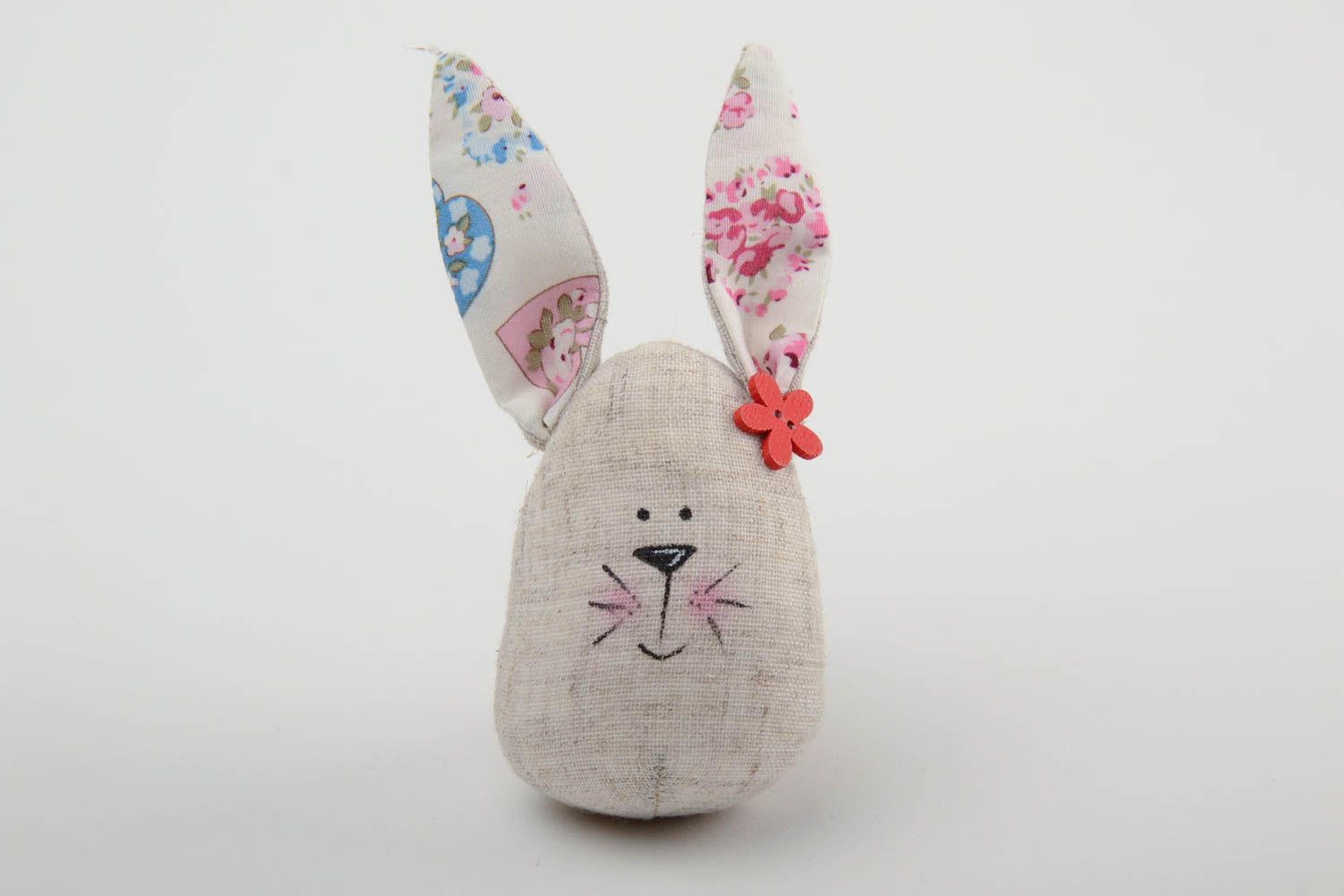 Пасхальная интерьерная подвеска кролик из хлопковой ткани ручной работы фото 2