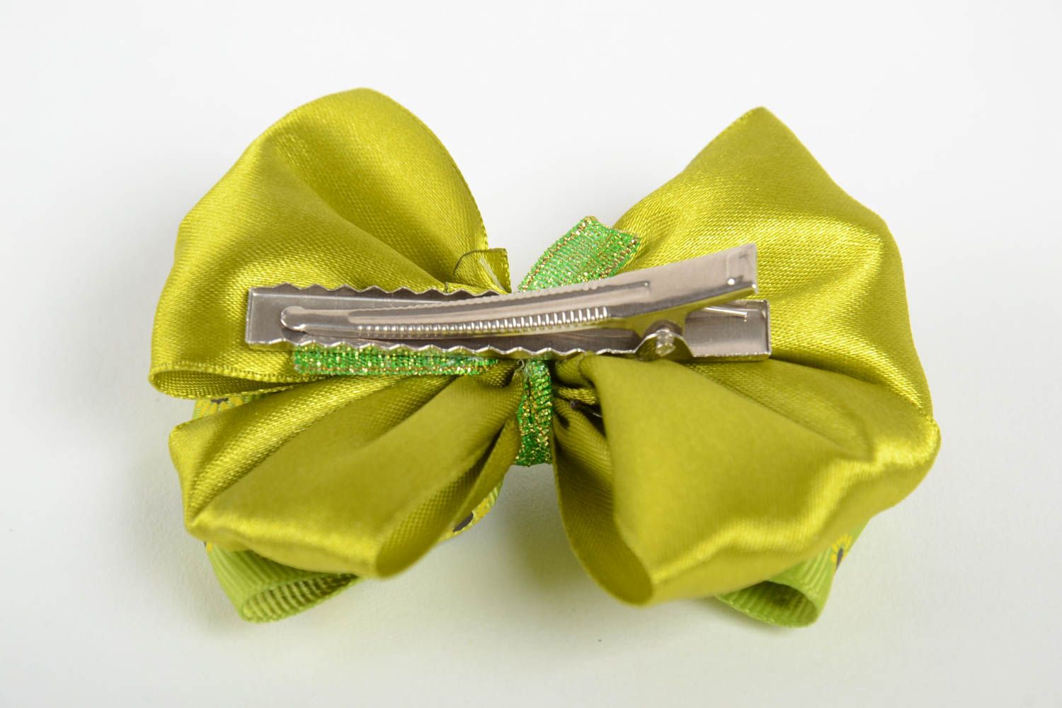 Handmade satin ribbon hair bow designer bow hair clip elegant hair gifts for her photo 3