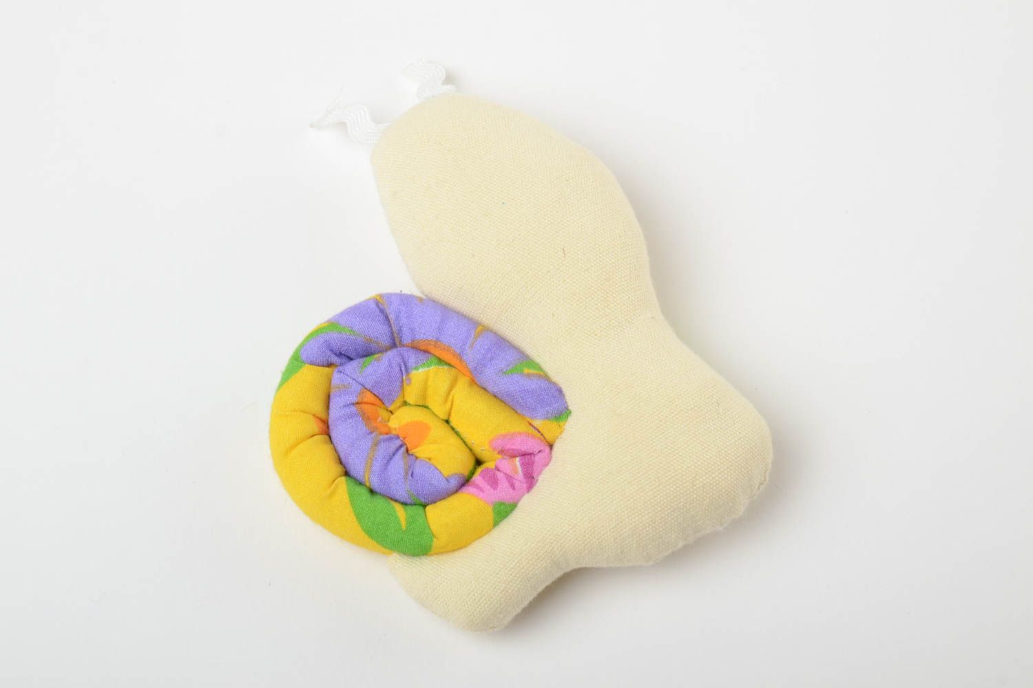 Petite peluche décorative en toile de coton multicolore faite main Escargot photo 3