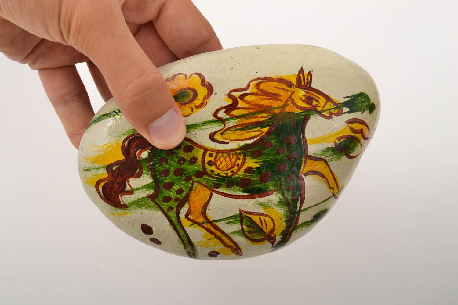 Раскрашенный камень ручной работы морской камень декор для дома лошадь фото 5