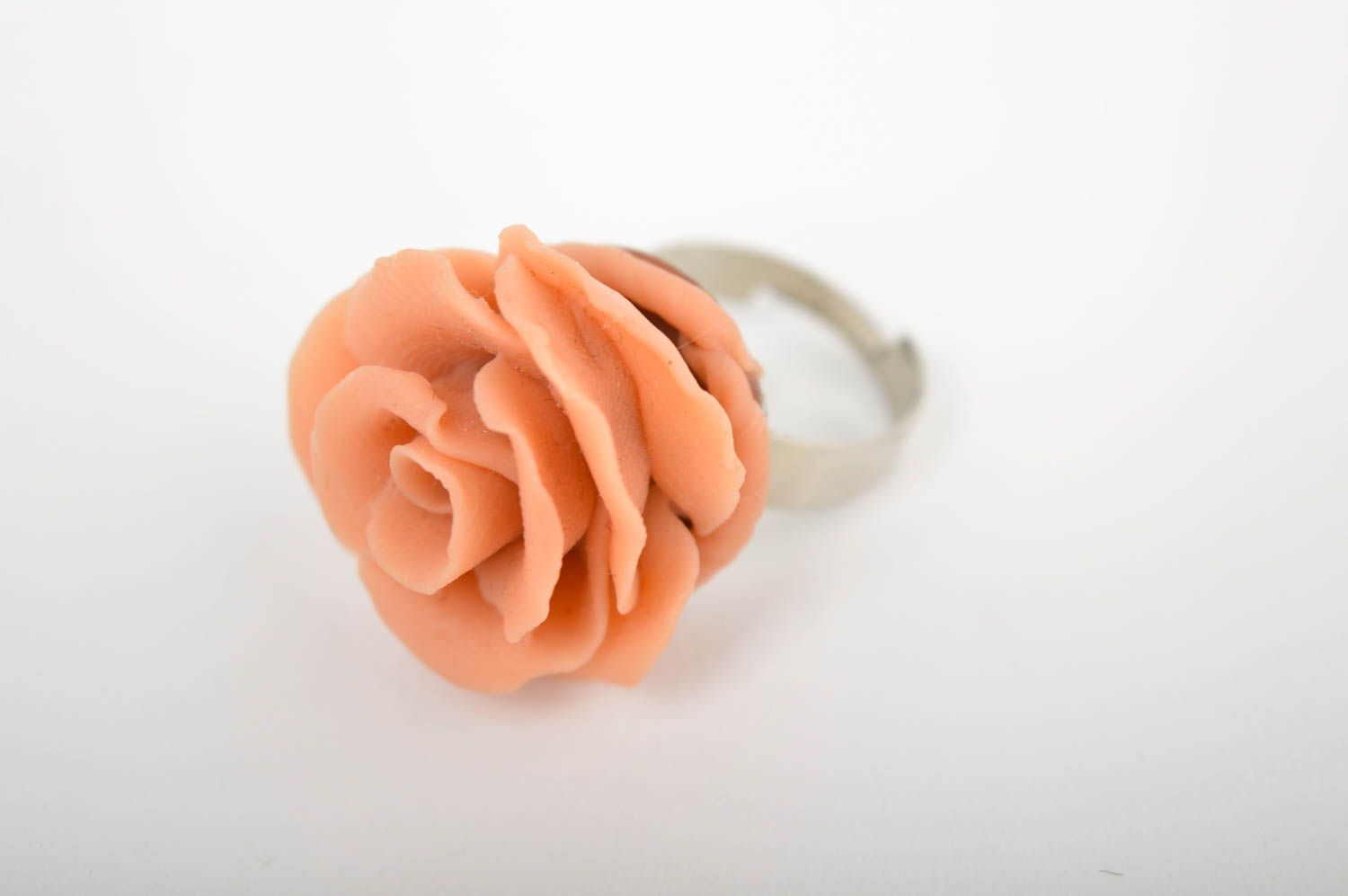 Кольцо ручной работы украшение из полимерной глины украшение кольцо роза фото 5