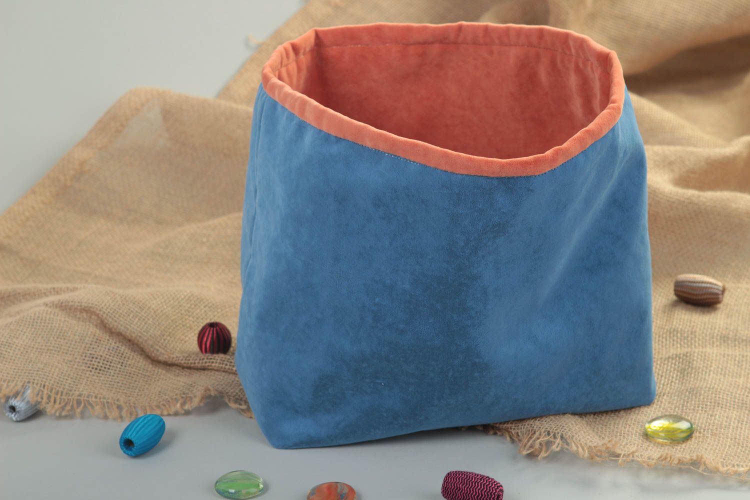 Bolsa textil hecha a mano organizador para juguetes objeto de decoración foto 1