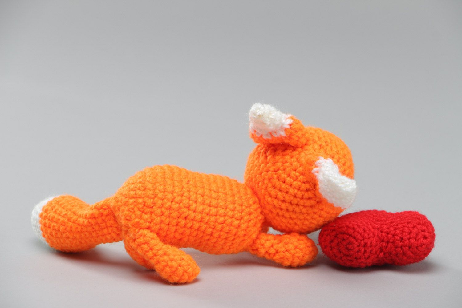 Lovely handmade soft toy crochet of acrylic threads Red Fox photo 4
