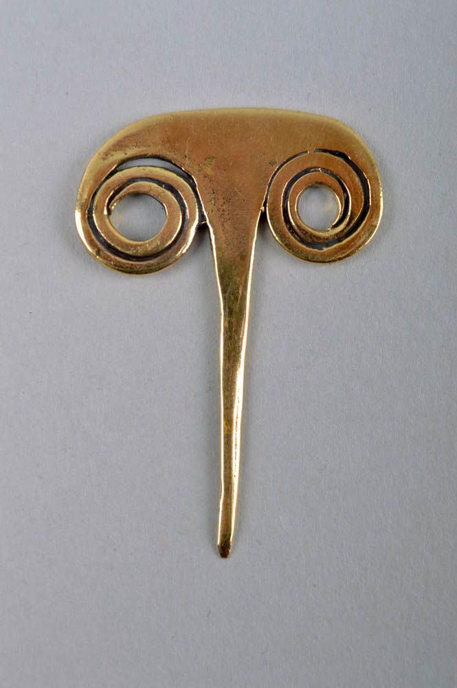 Handmade metal accessory stylish designer brass jewelry unusual hair stick photo 3