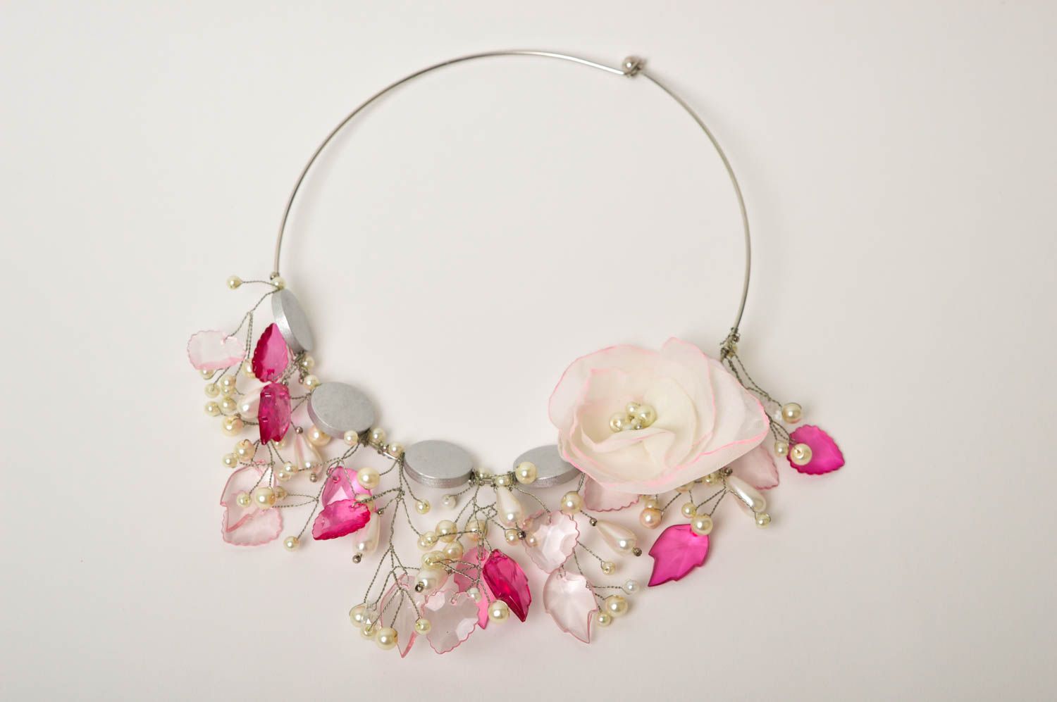 Damen Collier handgefertigt Modeschmuck Halskette Blumen Collier schön foto 2