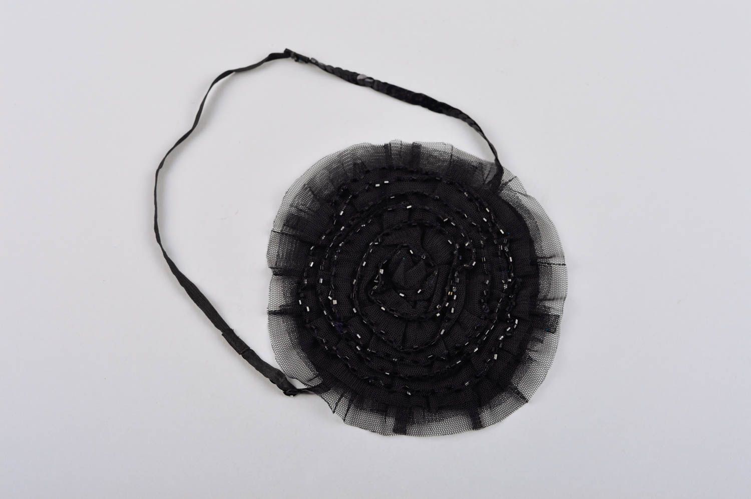Handgemachter Schmuck Haarband mit Blume Haarschmuck schwarz Frauen Accessoire foto 4