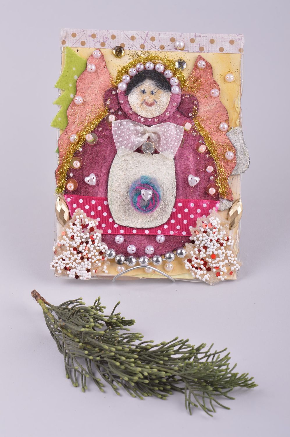 Panel decorativo hecho a mano adorno navideño decoración de pared original foto 1