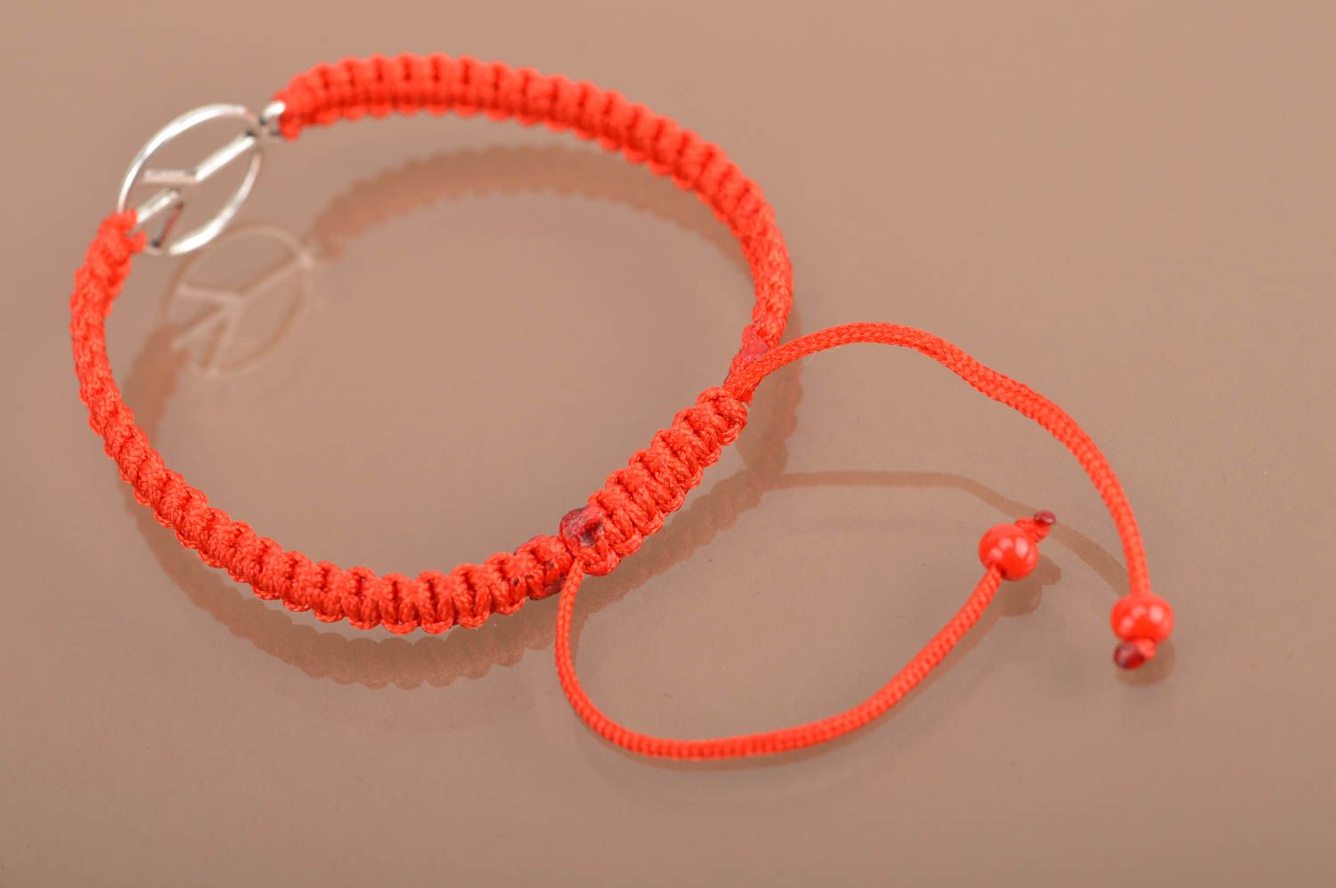 Handmade decorative bracelet with symbol of peace designer textile accessory photo 5
