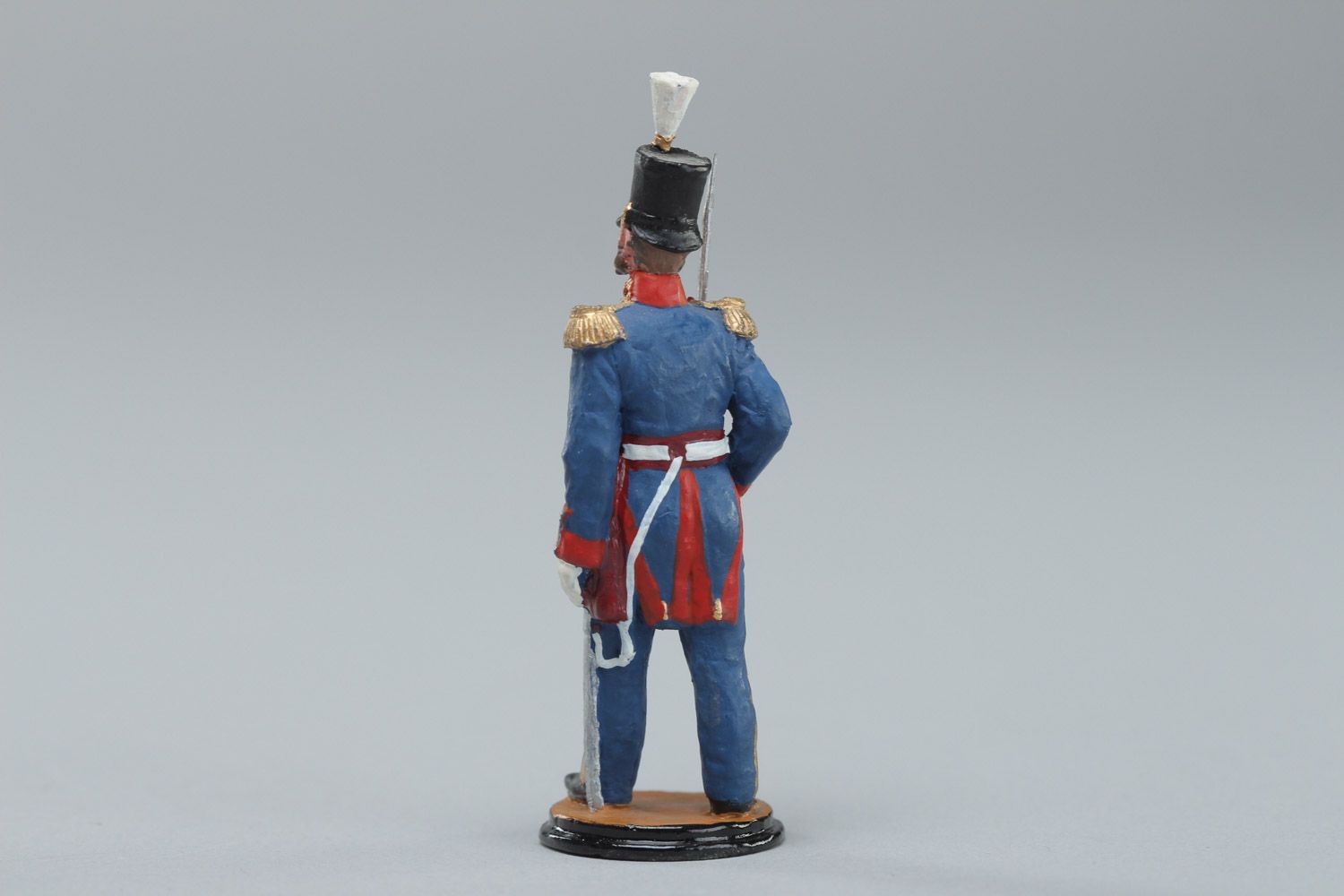 Handmade collectible miniature tin soldier figurine in blue uniform photo 4