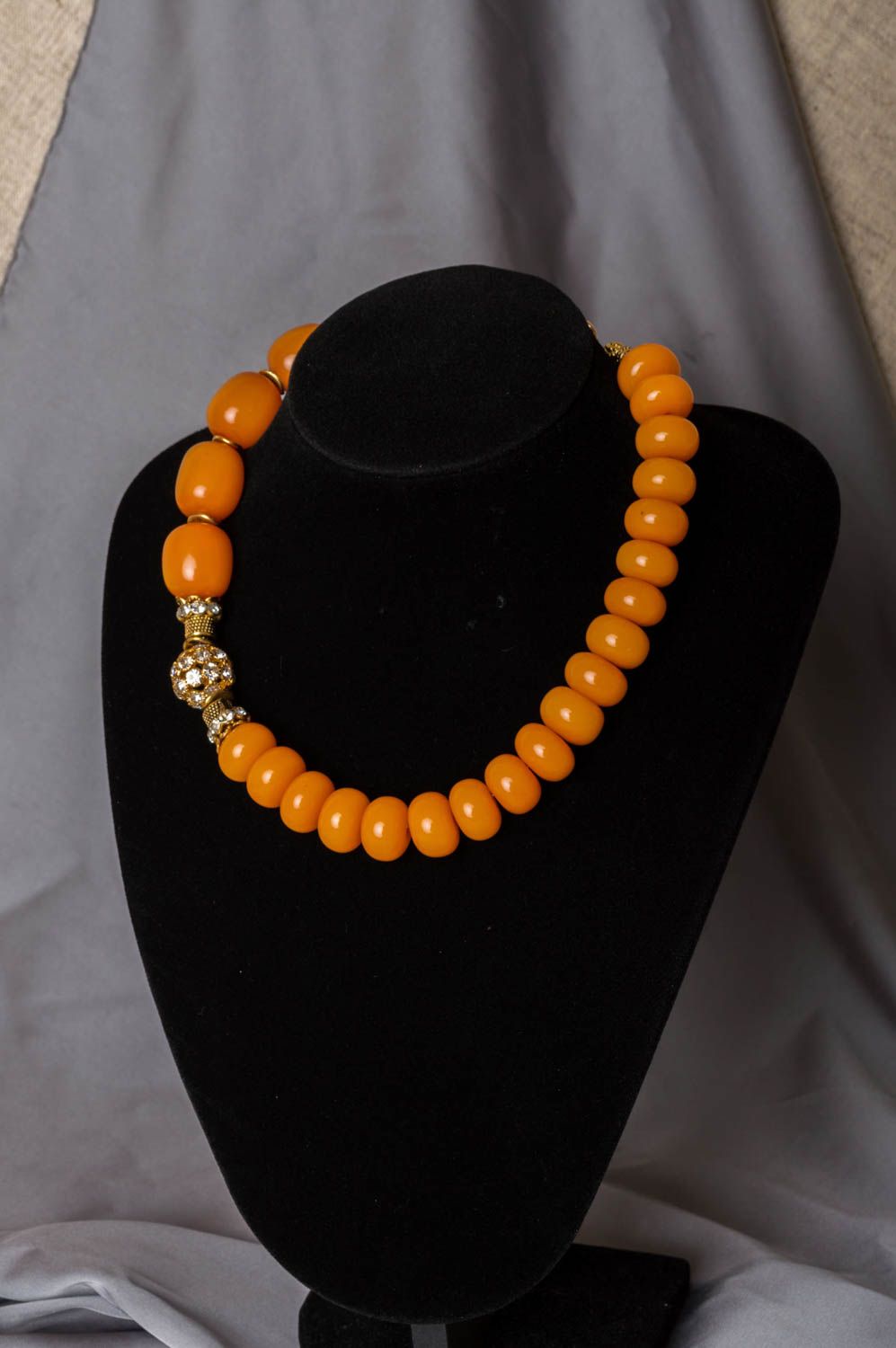 Handmade stylish amber stone bead necklace of yellow color for ladies of fashion photo 1