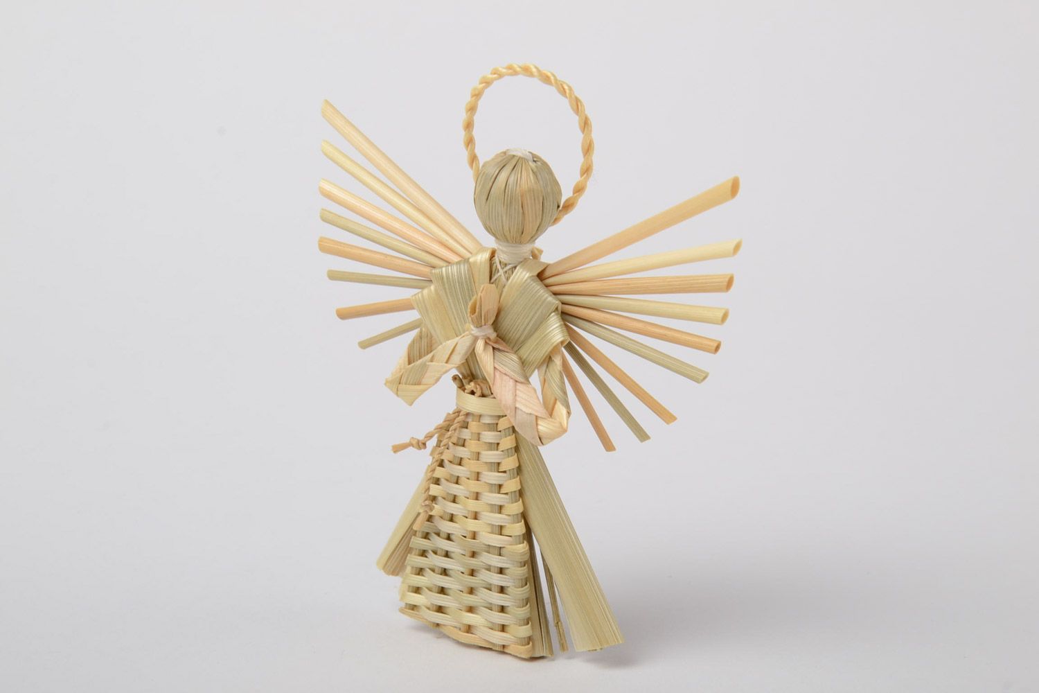 Handmade protective charm woven of straw Guardian Angel for interior decoration photo 2