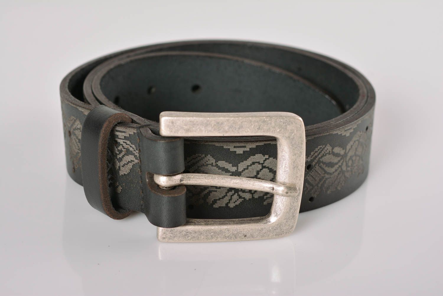 Handmade leather belt black leather belt designer accessories leather goods photo 1